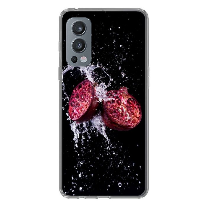 MuchoWow Handyhülle Granatapfel - Frucht - Wasser - Schwarz - Violett Phone Case Handyhülle OnePlus Nord 2 Silikon Schutzhülle