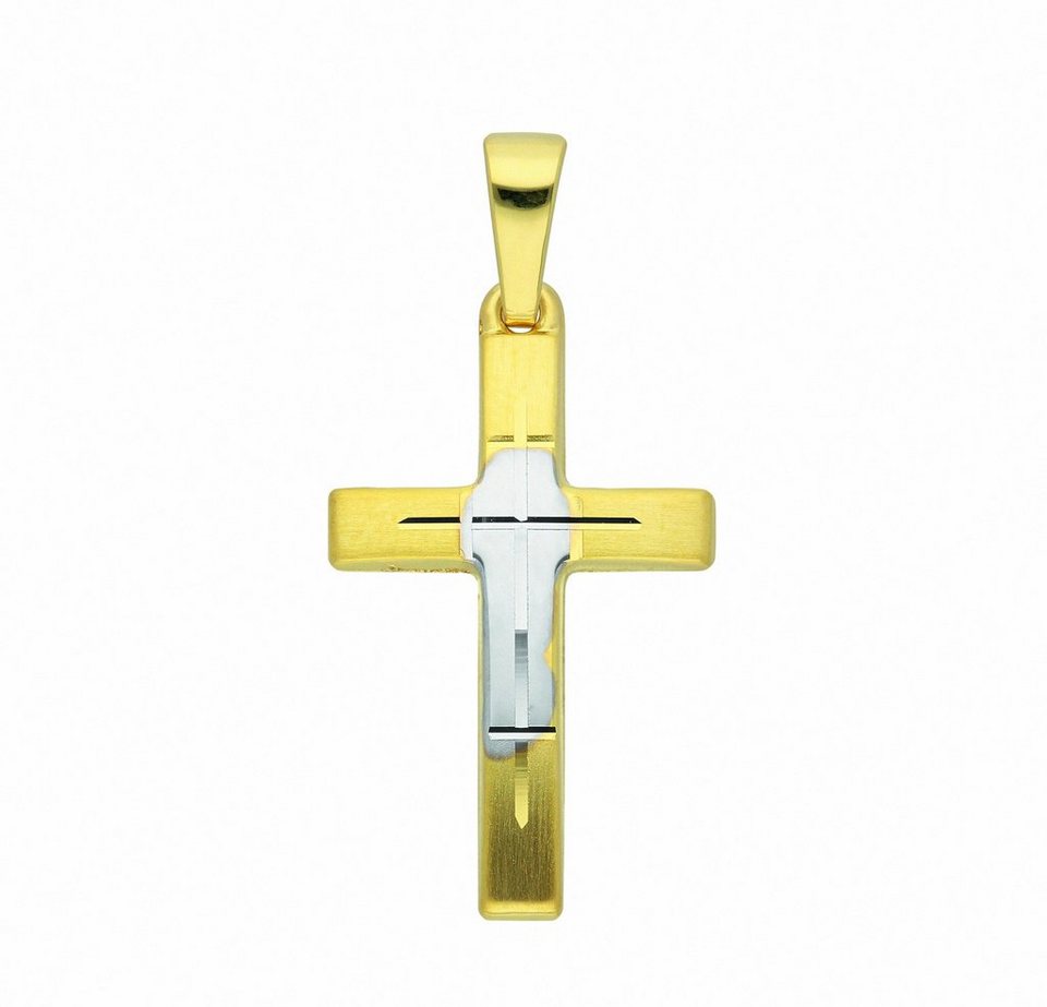 Adelia´s Kette mit Anhänger 585 Gold Kreuz Anhänger, Schmuckset - Set mit  Halskette, Maße des Anhängers - Breite 12,4 mm - Höhe 20,6 mm