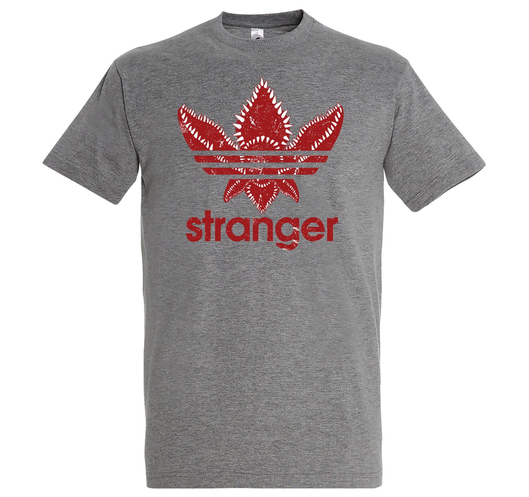 Youth Designz T-Shirt Stranger Herren T-Shirt mit trendigem Frontprint Grau