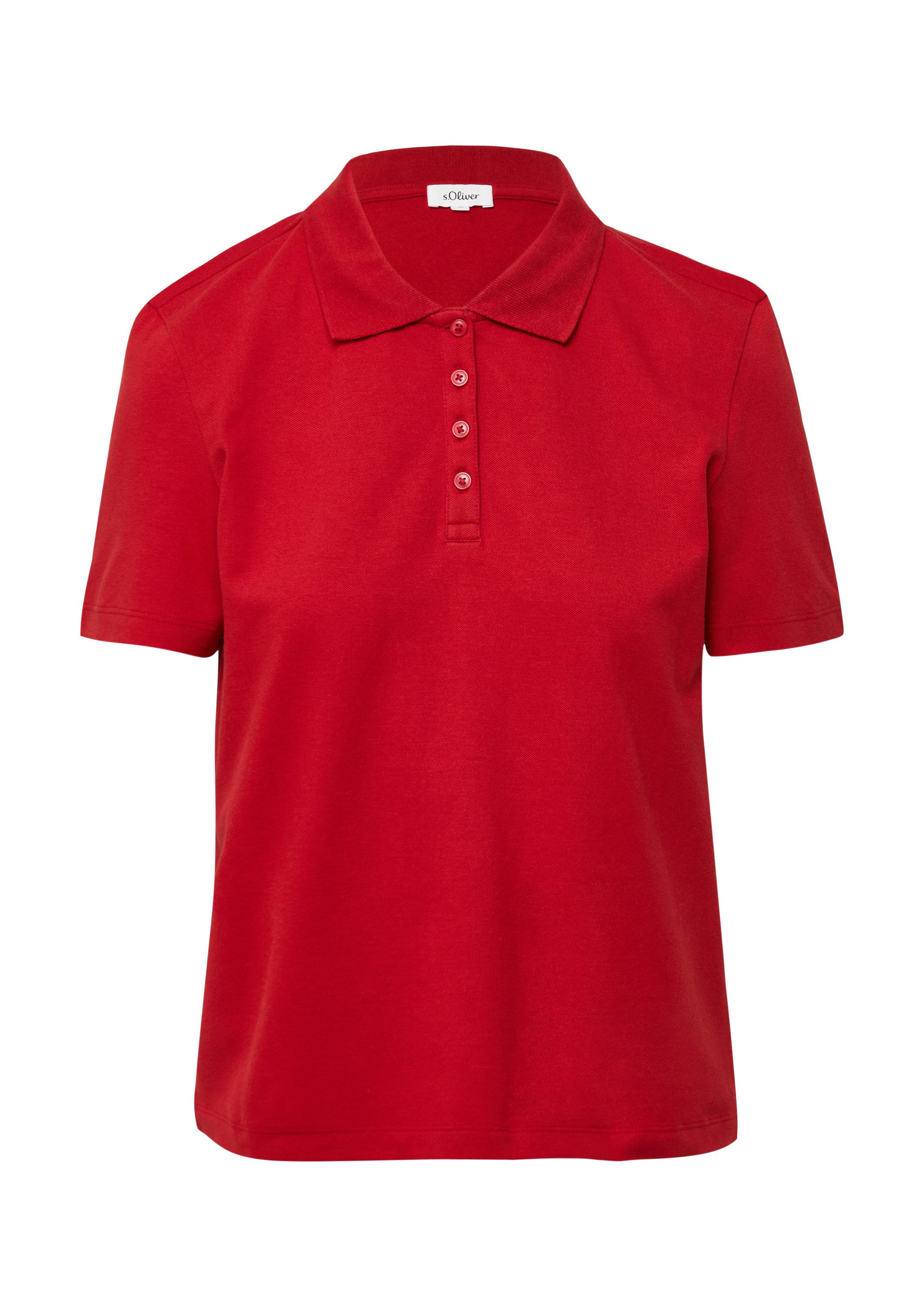 s.Oliver Kurzarmshirt Polo-Shirt Verkürztes Poloshirt aus Baumwollpiqué günstig online kaufen