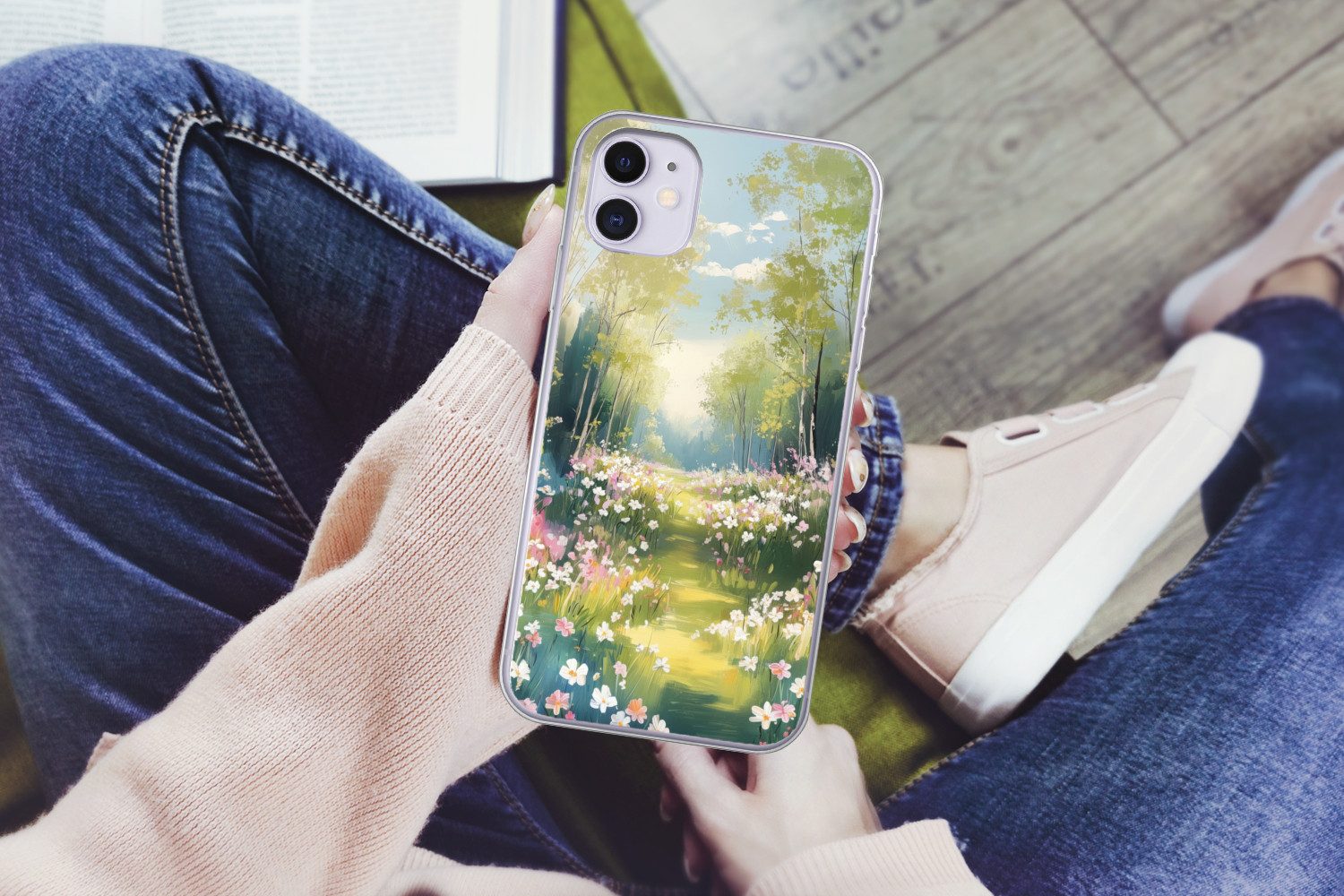 MuchoWow Handyhülle für Apple iPhone 11 Wald - Malerei - Farbenfroh, Smartphone-Bumper, Print, Handy Schutzhülle Dünn