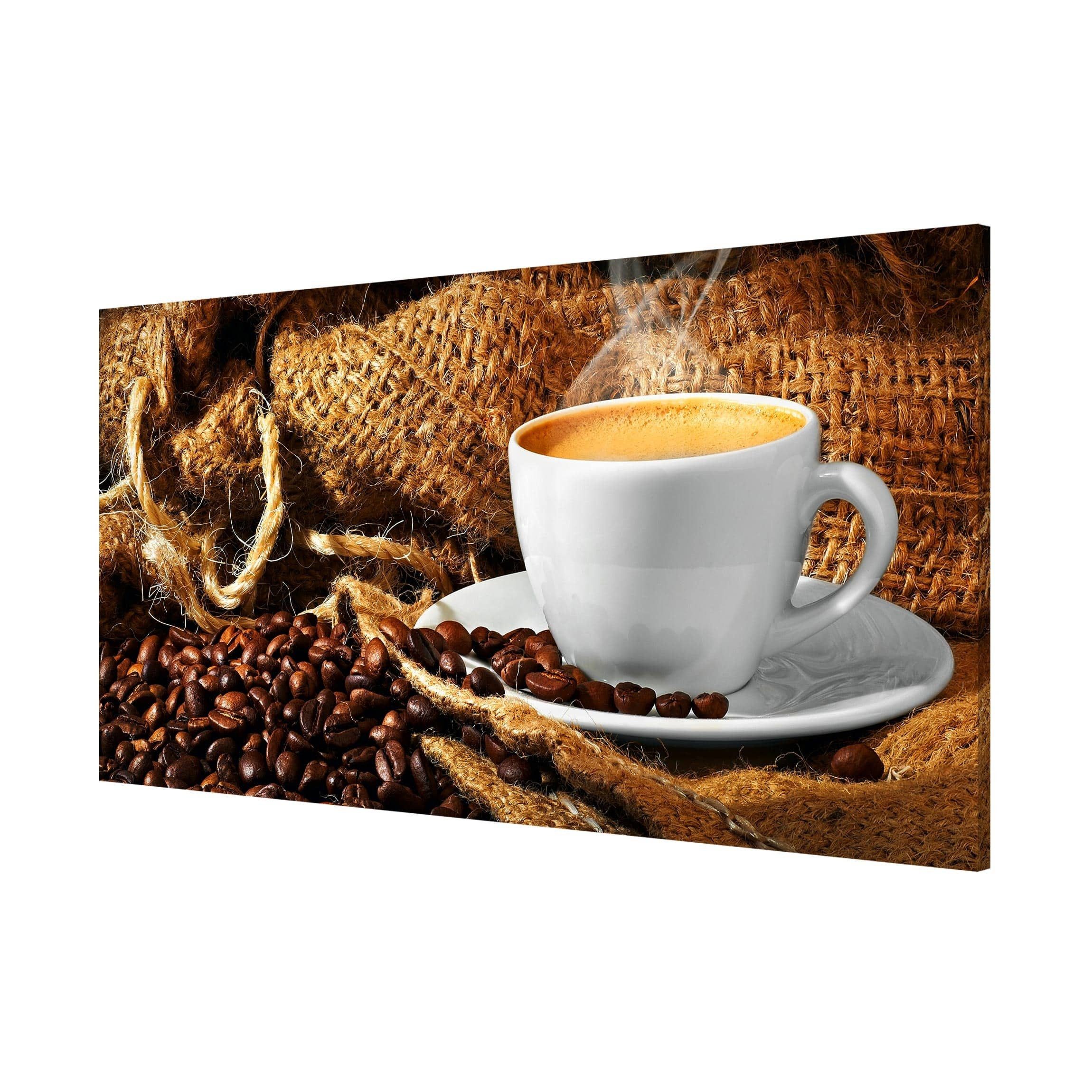 Bilderdepot24 Magnettafel Küche braun Kaffee am Morgen, (1-tlg., Magnetboard Pinnwand für die Wand - metallische Tafel für Magnete), Magnetwand groß mit Motiv modern Memoboard magnetisch Querformat
