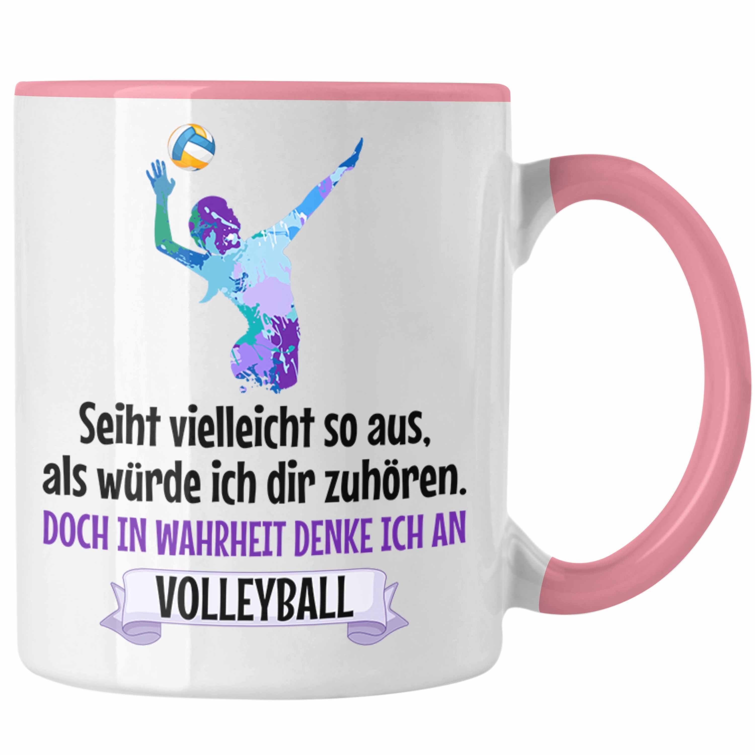 Trendation Tasse Trendation - Volleyball Tasse Herren Volleyball-Spieler Coach Mädchen Zubehör Kaffee Spielerin Rosa Geschenk