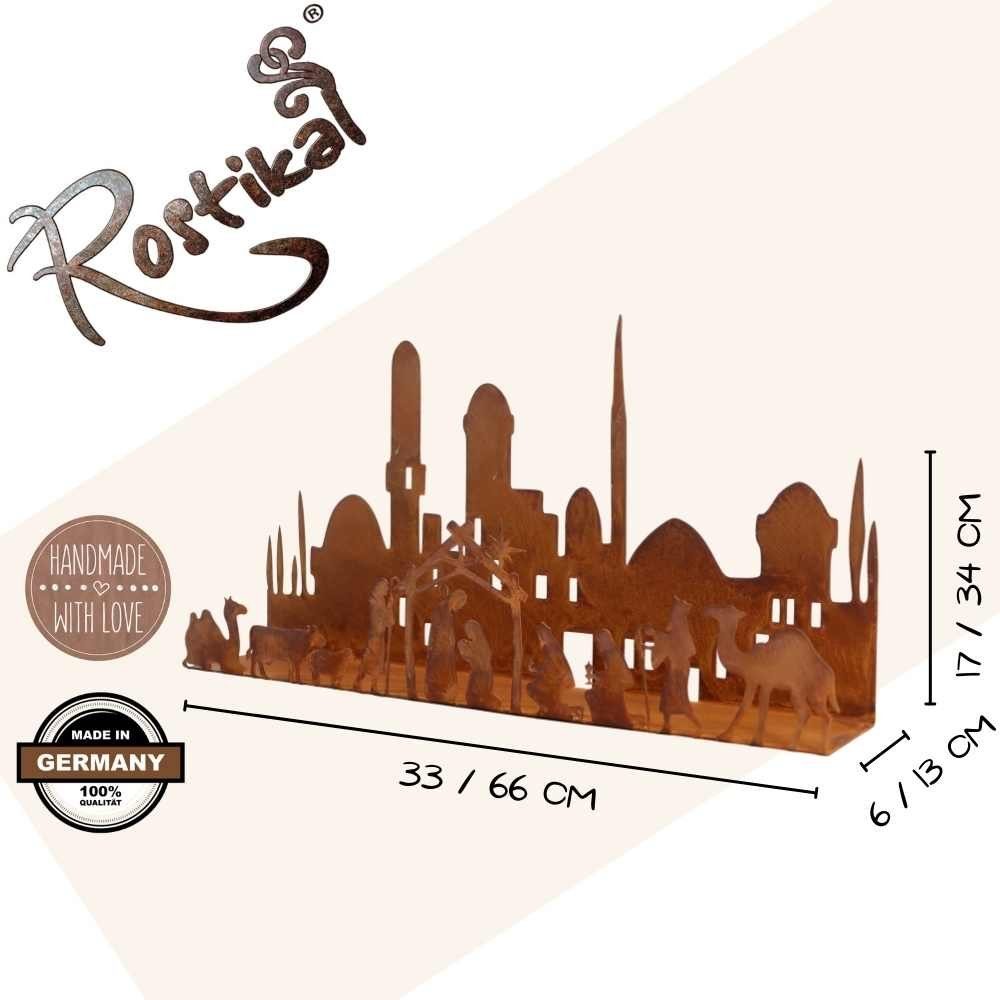 Rostikal Krippe Krippe Weihnachten Kerzenhalter Metall Deko, Echter Rost günstig online kaufen