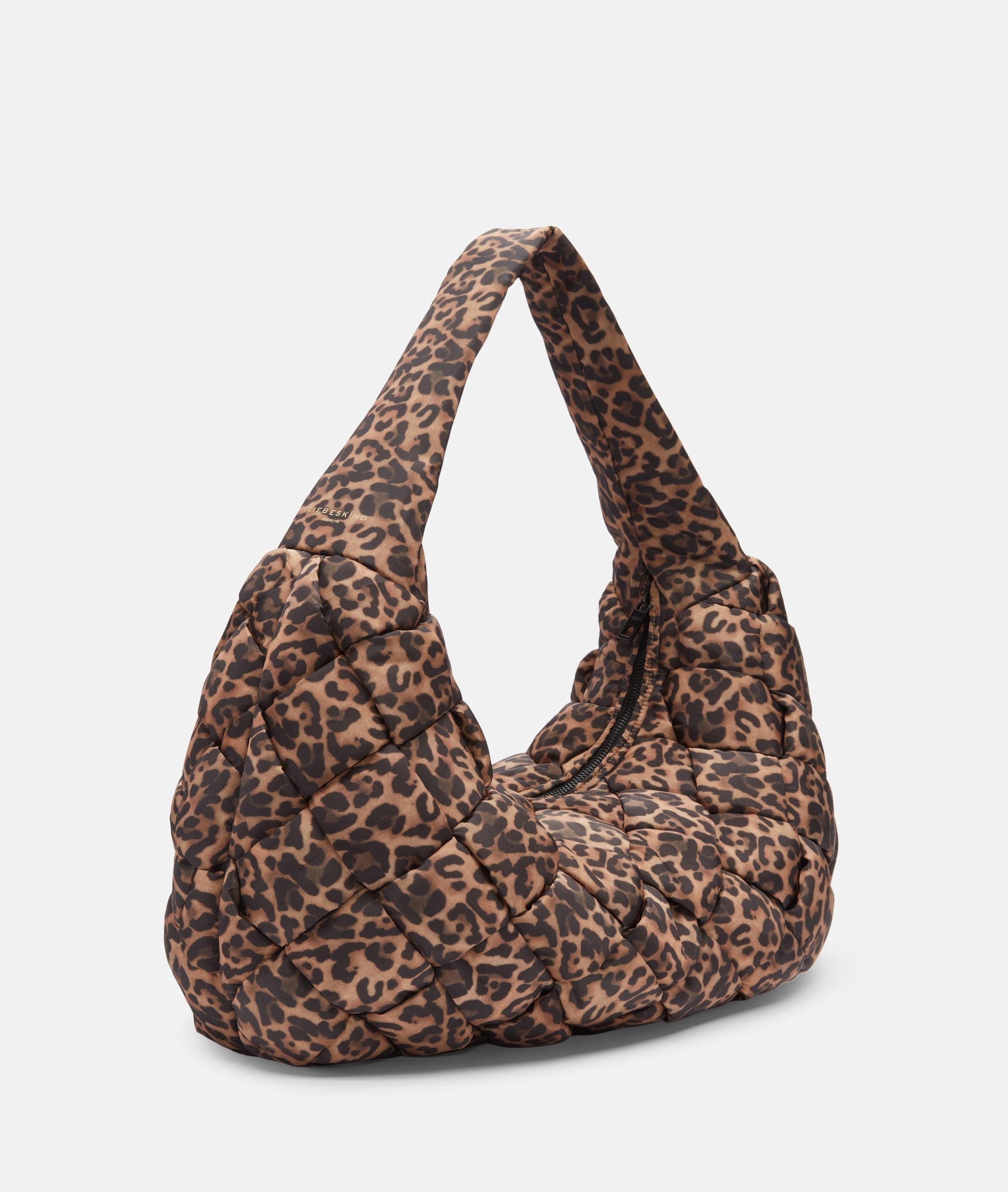 Liebeskind Berlin Schultertasche Nylon Bo Hobo L, Große Tasche aus Nylon mit Leo-Print