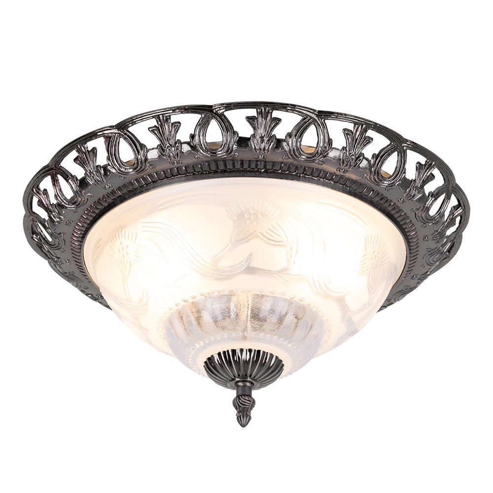GLOBO LIGHTING Deckenleuchte, Leuchtmittel nicht inklusive, Deckenlampe Deckenleuchte Wohnzimmerlampe Antik Glas perlmutt D 33 cm