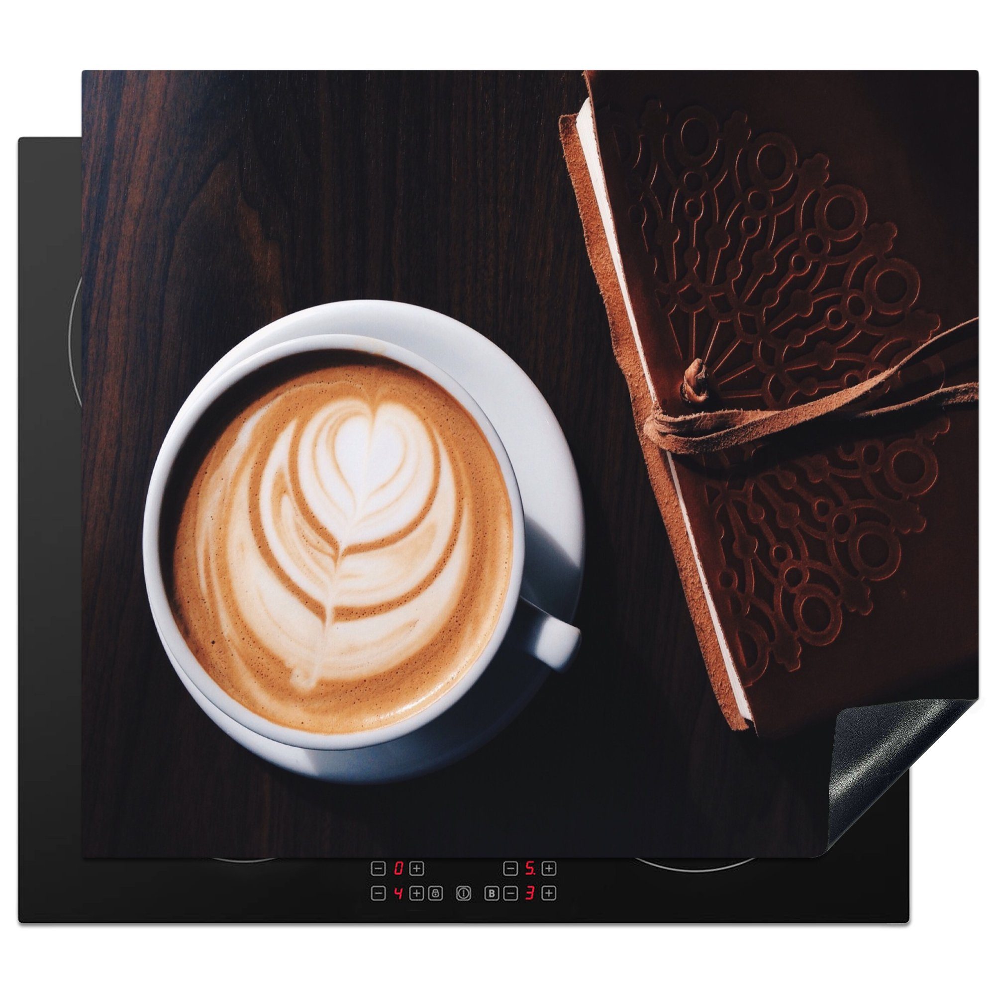 MuchoWow Herdblende-/Abdeckplatte Kaffee - Zimt - Milchkaffee, Vinyl, (1 tlg), 58x51 cm, Küchen Dekoration für Induktionsherd, Induktionskochfeld