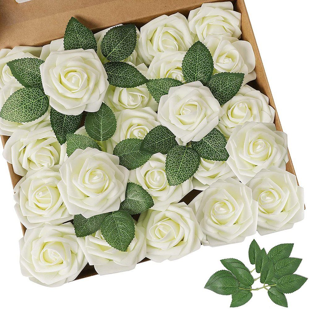 Kunstblume Kunstblumensträuße Blumen,Künstliche Rosen Blumen in Box von 25/30/50