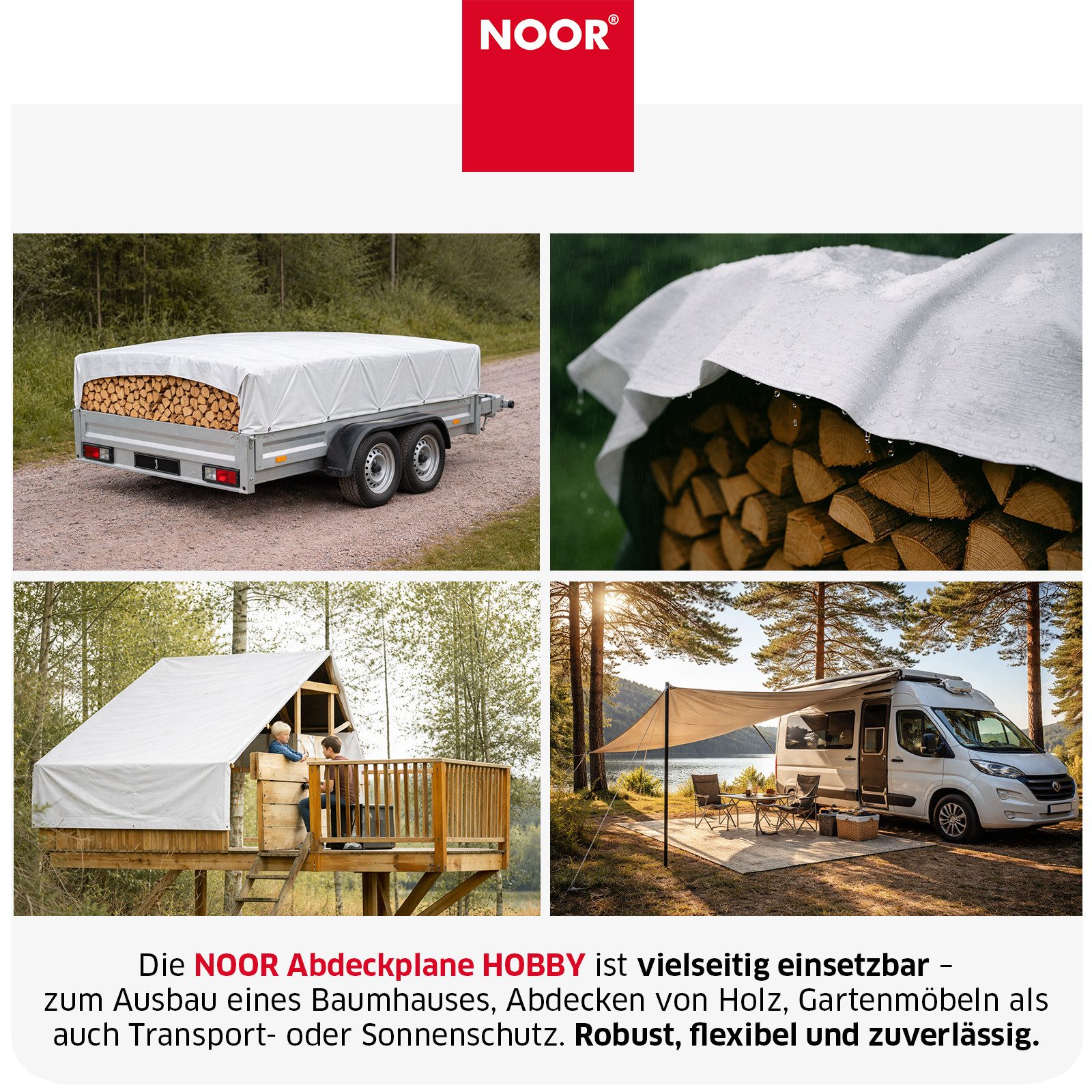 NOOR Schutzplane HOBBY - vielseitige Abdeckplane - 120g/m², Gewebeplane Garten - wasserdicht - Ösen, verstärkte Ecken & Ränder – Bild 5 von 5