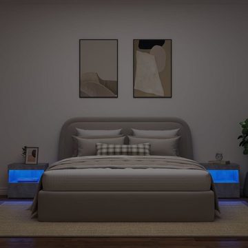 vidaXL Nachttisch Nachttische mit LED-Leuchten 2 Stk Betongrau 50x40x45 cm