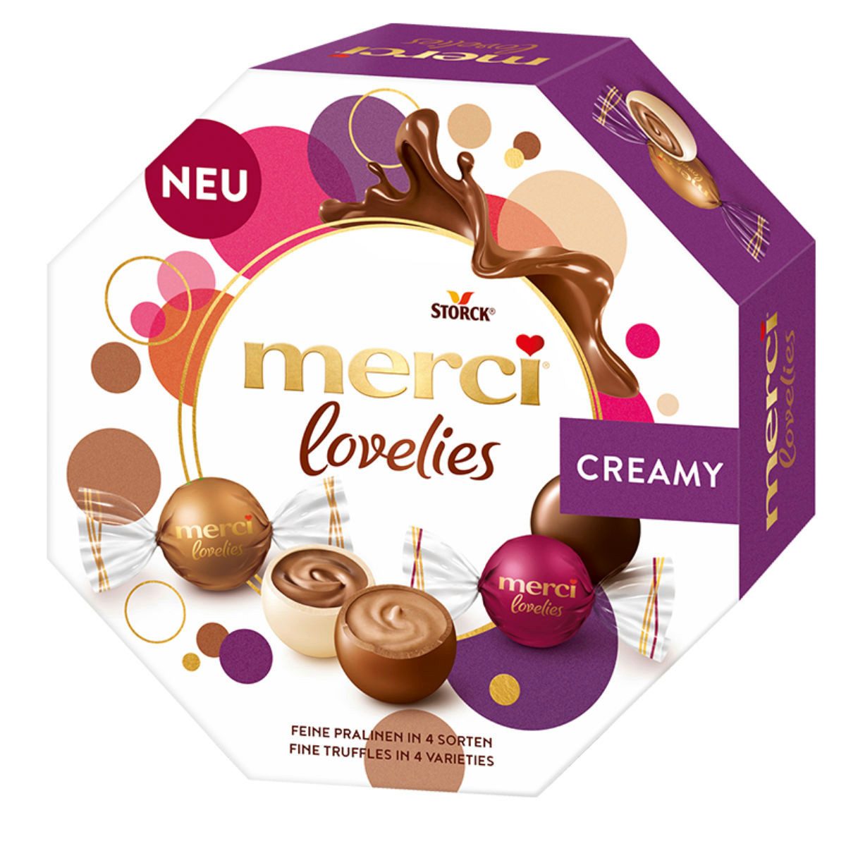 Merci Schokolade, Merci Lovelies Creamy verpackte Pralinen 4fach sortiert 185g