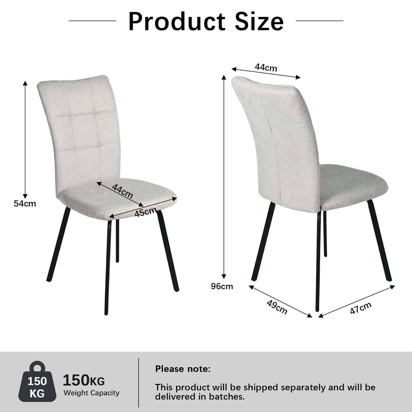 Jiexi Esszimmerstuhl Esszimmerstühle 4er-Set, moderner Polsterstuhl, stabiles Design – Bild 4 von 5