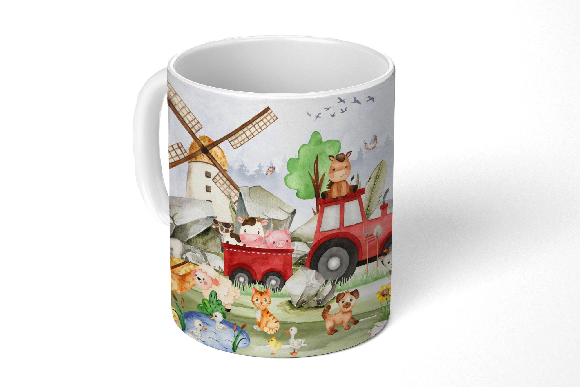 MuchoWow Tasse Bauernhof - Traktor - Kinder - Tiere, 1-tlg., Keramik, Kaffeetassen, Teetasse, Becher, Kaffeebecher, Geschenk
