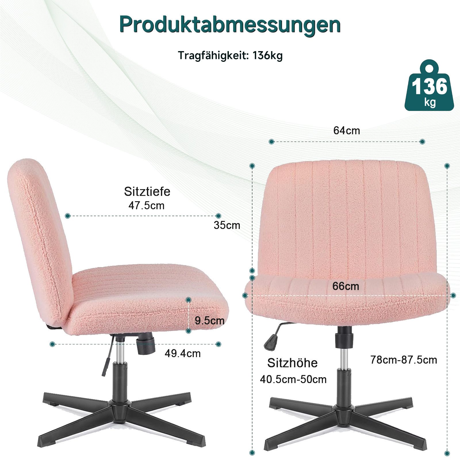 SURFOU Chefsessel Bürostuhl Schreibtischstuhl Stuhl Office Chair Drehstuhl Computerstuhl, Verstellbarer Lordosenstütze Armlehne, Höhenverstellung 110 kg