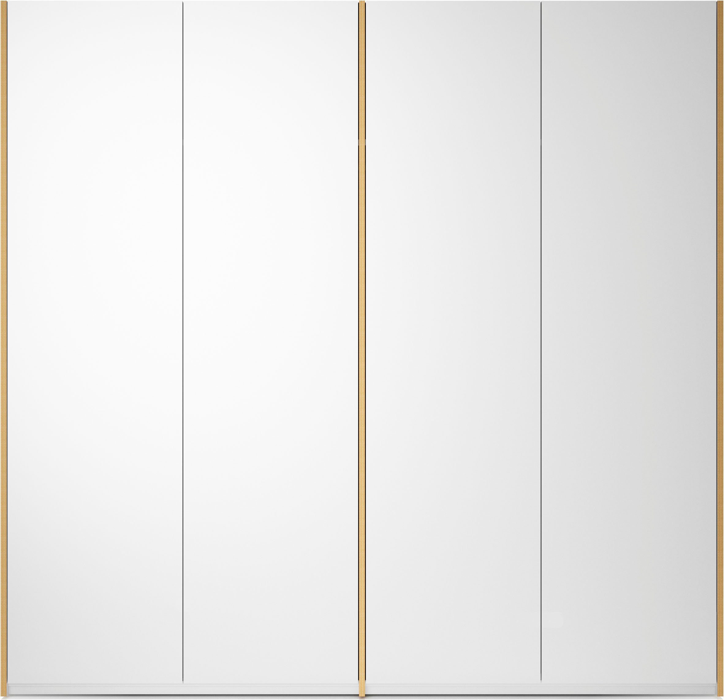 Müller Kleiderschrank innen LIVING durchgehendem Modular Boden 4 Variante weiß/birke mit SMALL | Plus jeweils weiß/birke