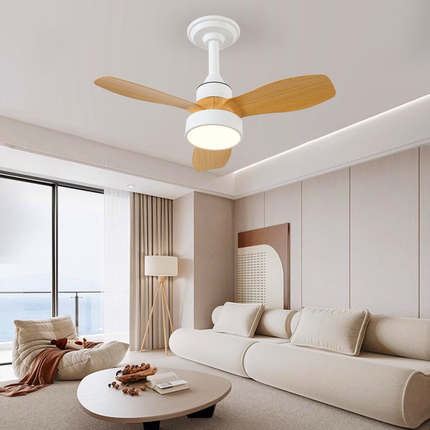 JDONG Deckenventilator mit Beleuchtung und Fernbedienung Ø62cm Leise 3 Geschwindigkeiten, Deckenventilator mit Licht Ventilator für Schlafzimmer Wohnzimmer