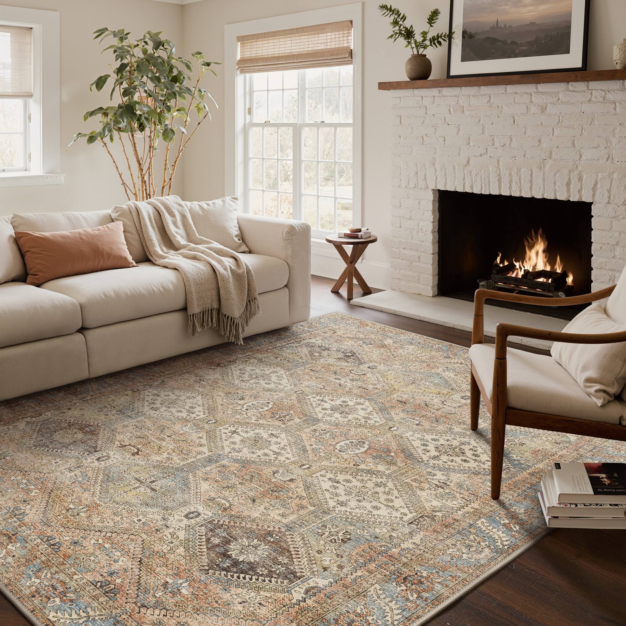 GENIMO Teppich Maschinenwaschbar, Kurzflor Antirutsch Teppich für Wohnzimmer, Küche, rechteckig, 240×300cm, orange