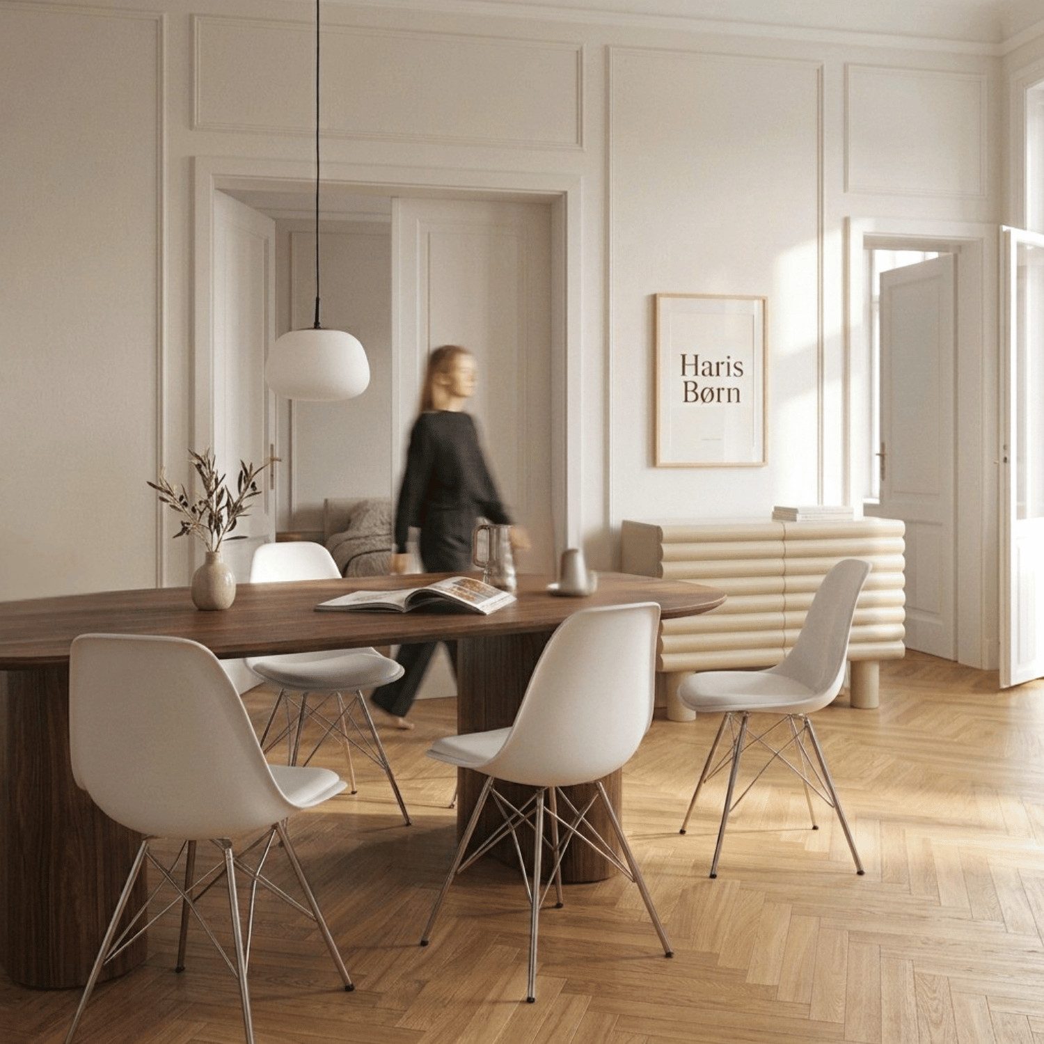 Haris Børn Esszimmerstuhl Skandinavischer Schalenstuhl - Retro Stuhl (Set, 4 St), Premium Kunststoffschalenstuhl - Moderne Esszimmerstühle