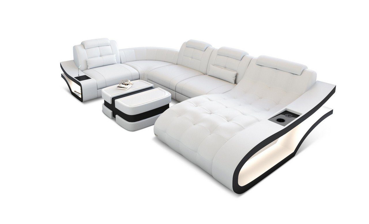 Bettfunktion Ledersofa Leder wahlweise Couch Wohnlandschaft Dreams Ledercouch, mit Elegante U-Form Sofa