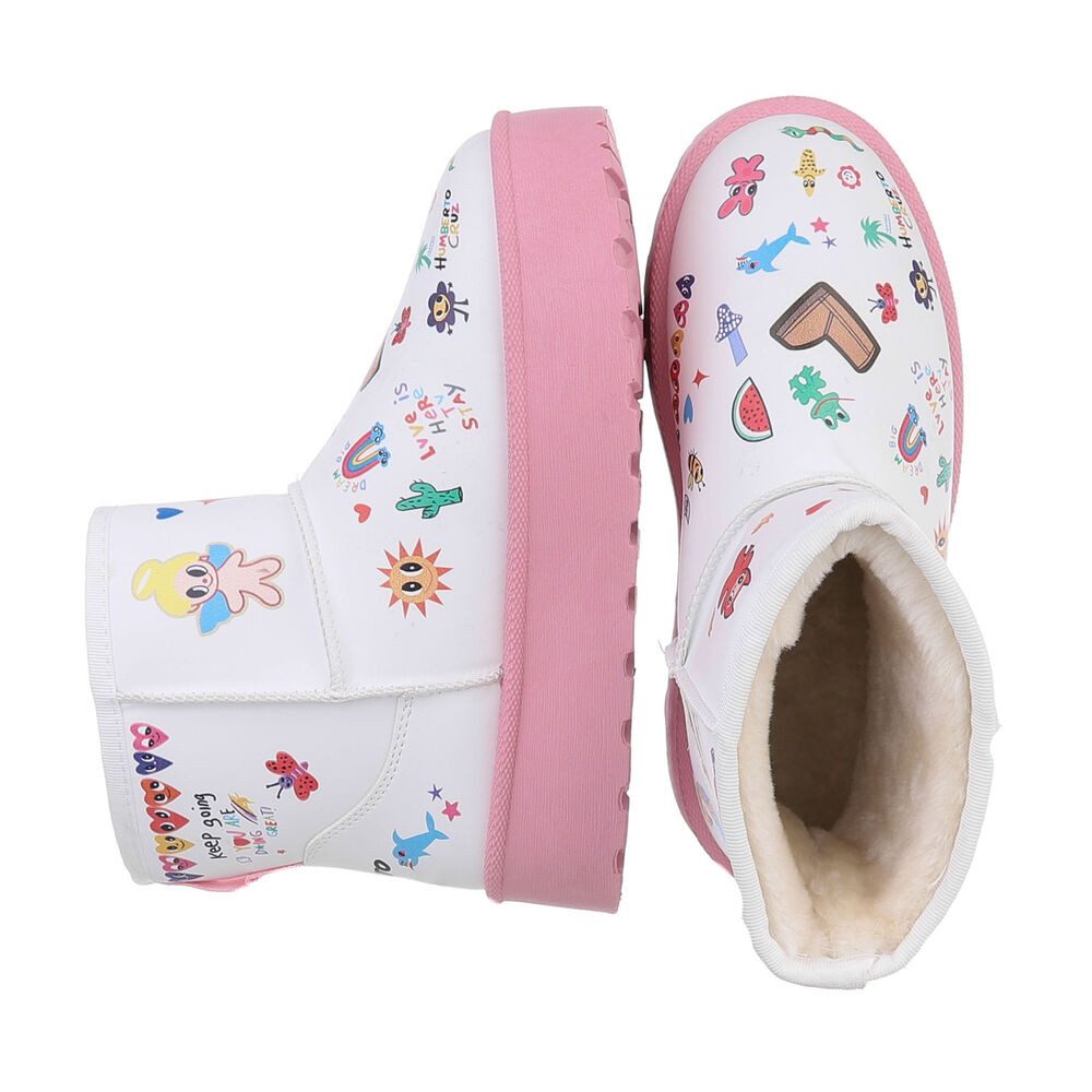 Ital-Design Kinder Snowboots Freizeit Stiefelette (87214296) Flach Stiefeletten in Rosa