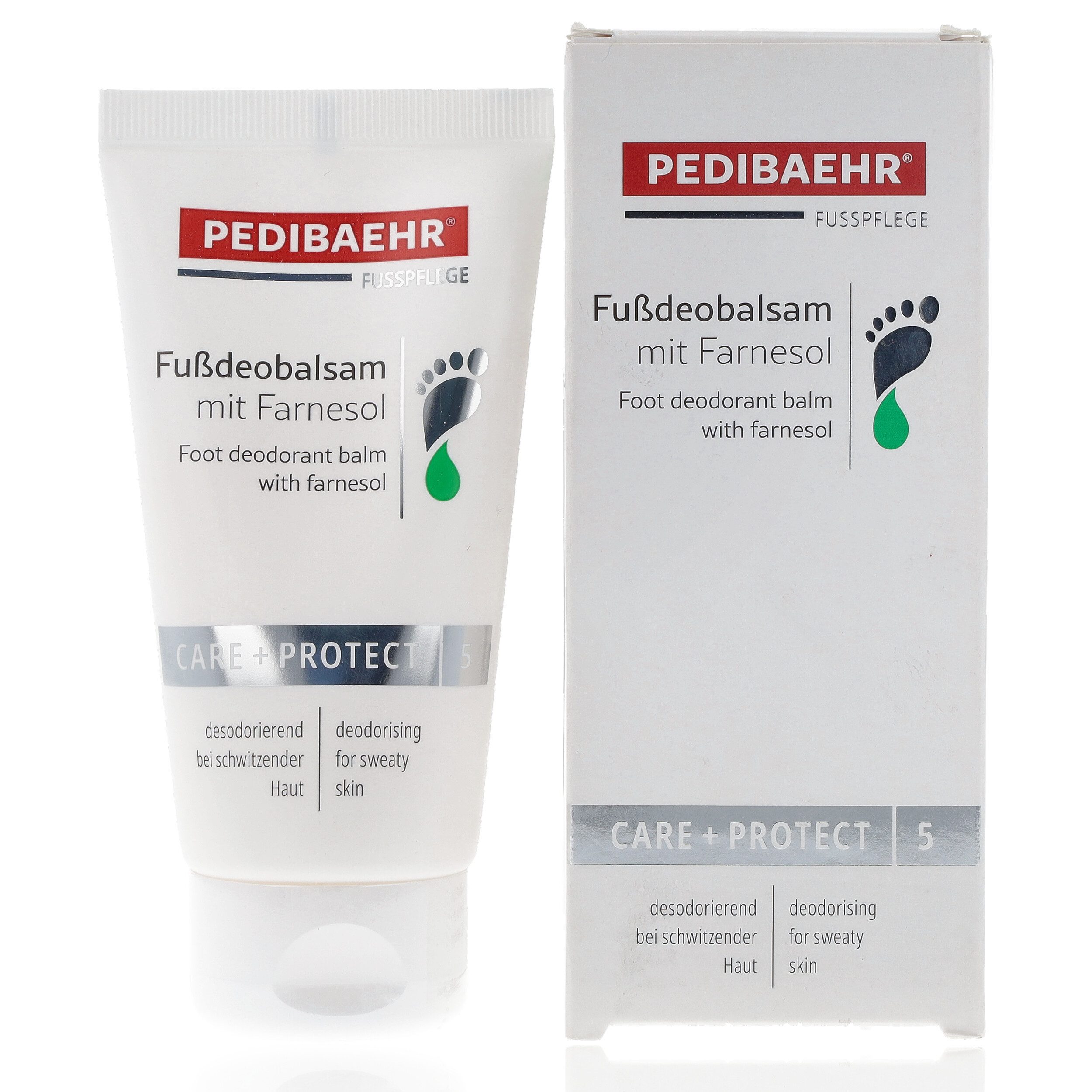 Pedibaehr Fußcreme Pedibaehr Fußdeobalsam mit Farnesol 75ml mit Allantoin & Panthenol, 1-tlg., reduziert zuverlässig übermäßigen Fußschweiß & Fußgeruch