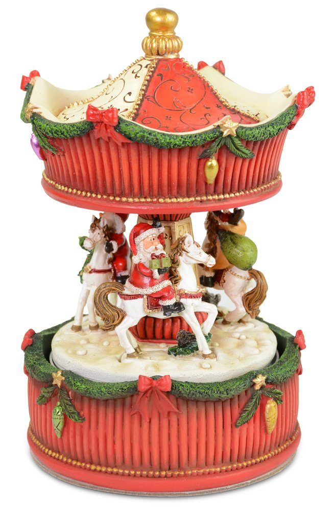RIFFELMACHER & WEINBERGER Spieluhr "Karussell mit Weihnachtsmann und Pferden" 11 x 17 cm 70895 -