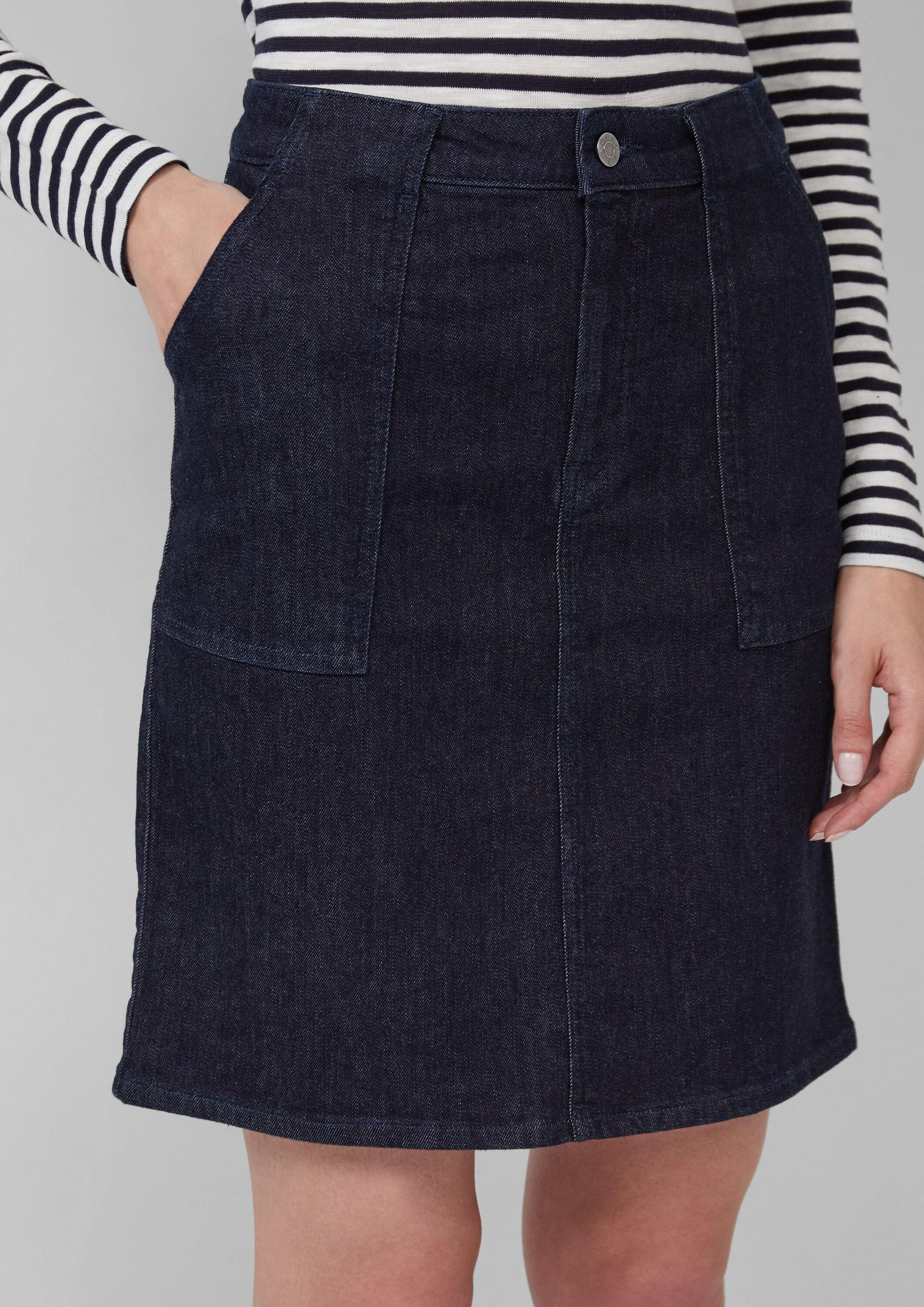 s.Oliver Minirock Rock Jeansrock mit aufgesetzten Taschen, 360° Denim