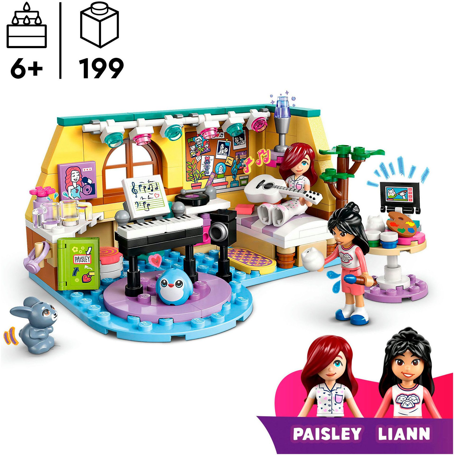 LEGO® Paisleys Zimmer (42647), LEGO Friends Konstruktionsspielsteine, (199 St), Made in Europe