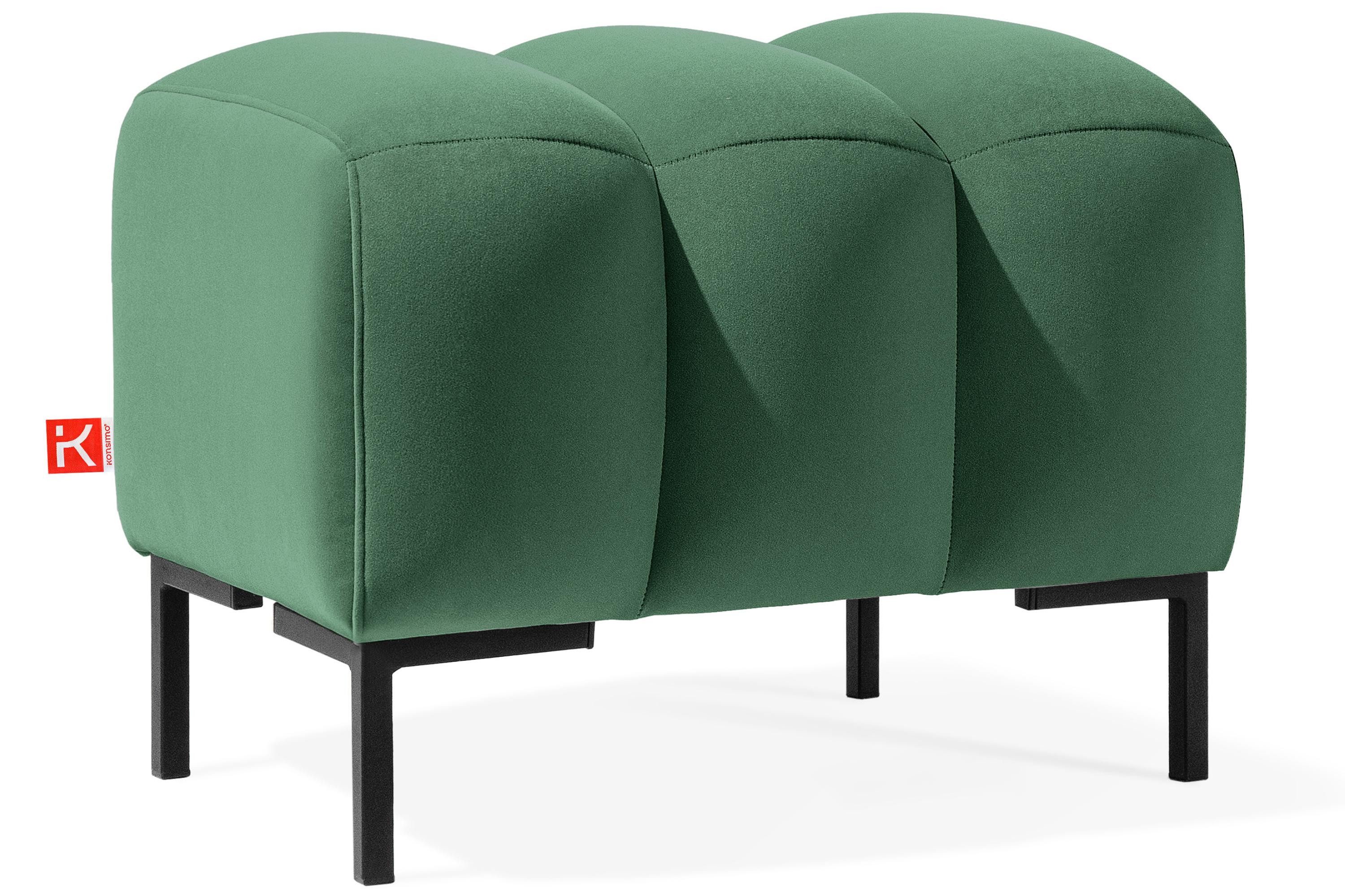 KONSIMO® Sitzhocker Polsterhocker PECCO hergestellt in der EU, Veloursstoff, handgefertigt, Elegant, Massivholzrahmen