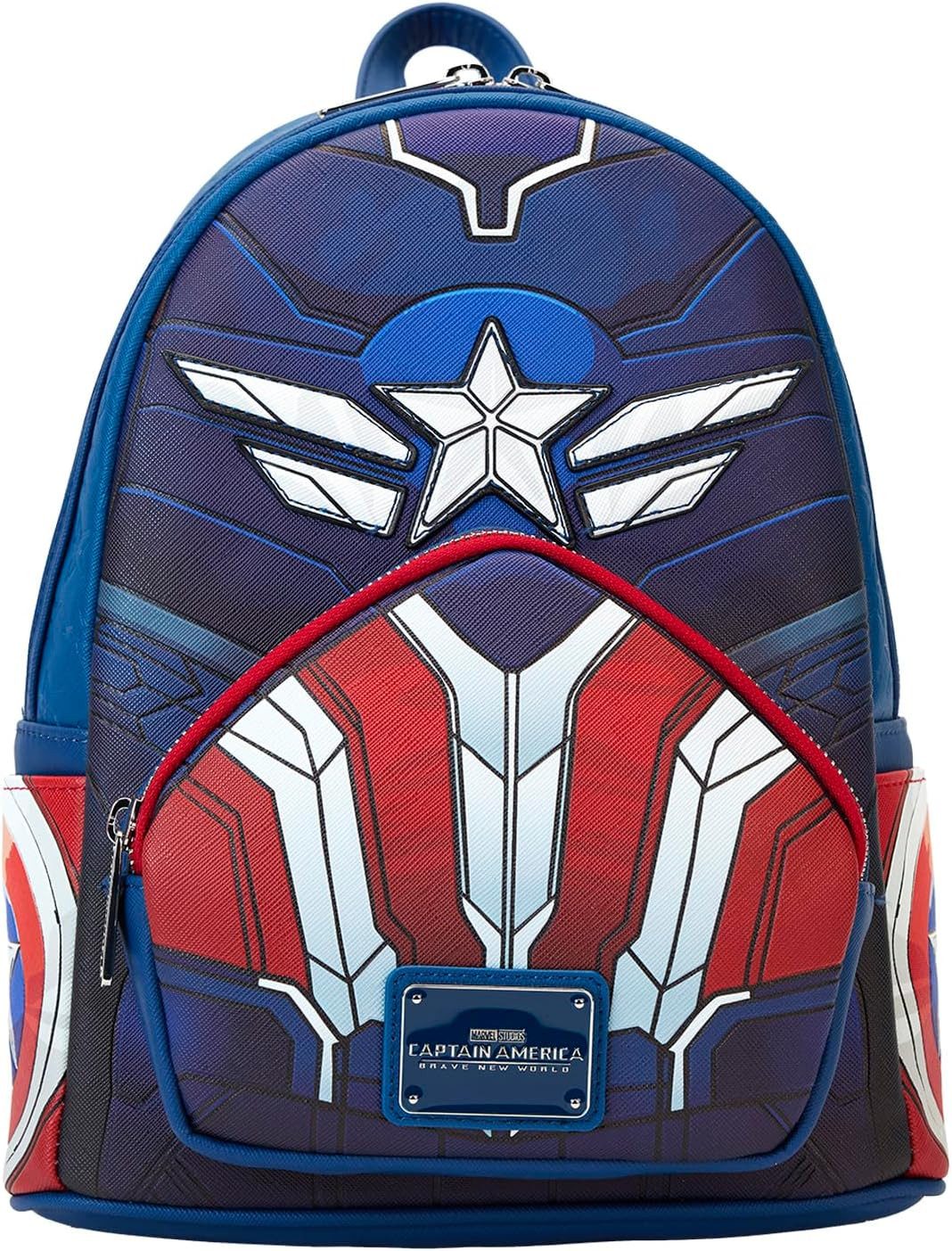 Loungefly Minirucksack Loungefly – Marvel Captain America Brave New World Mini Backpack (1-tlg), Hochwertig und Detailliert, bewegliche Flügel