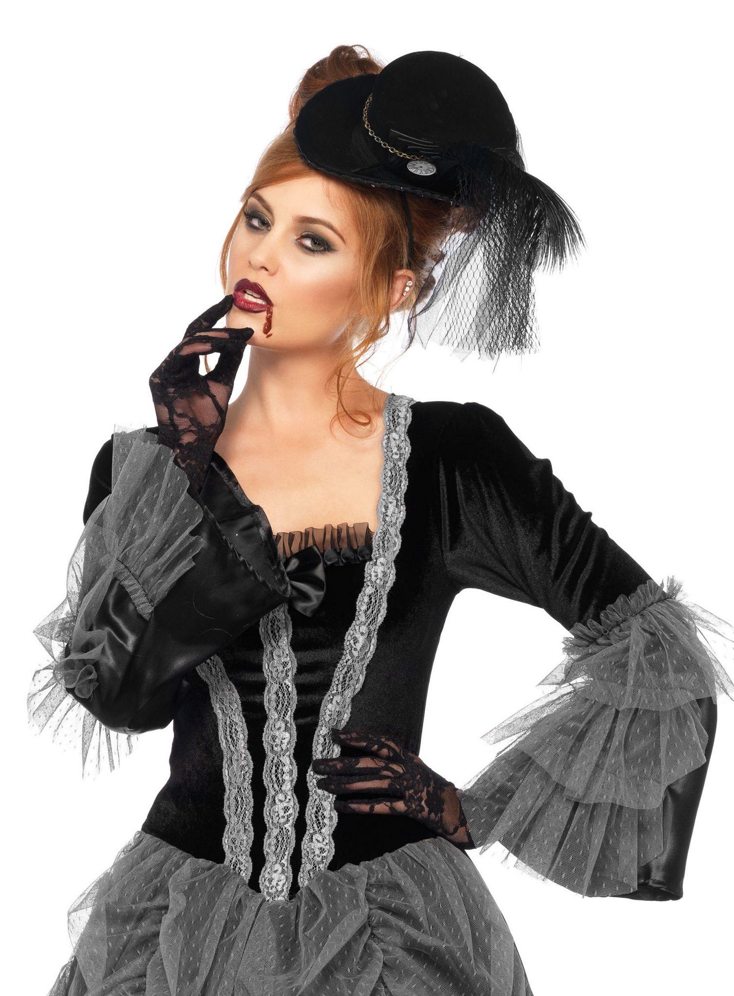 Leg Avenue Vampir-Kostüm Viktorianische Vampirin, Düsteres Ballkleid für Halloween, Steampunk und Gothic