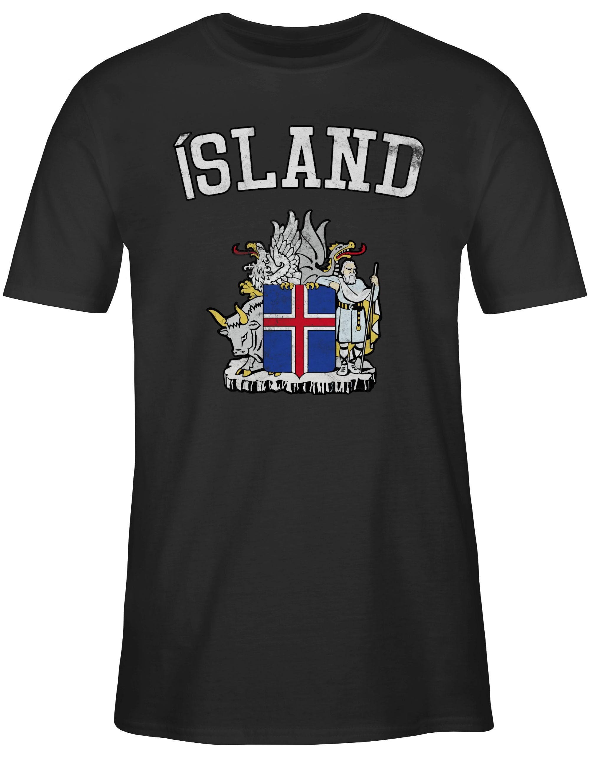 Schwarz T-Shirt Fussball 2024 3 WM EM Shirtracer Wappen Island