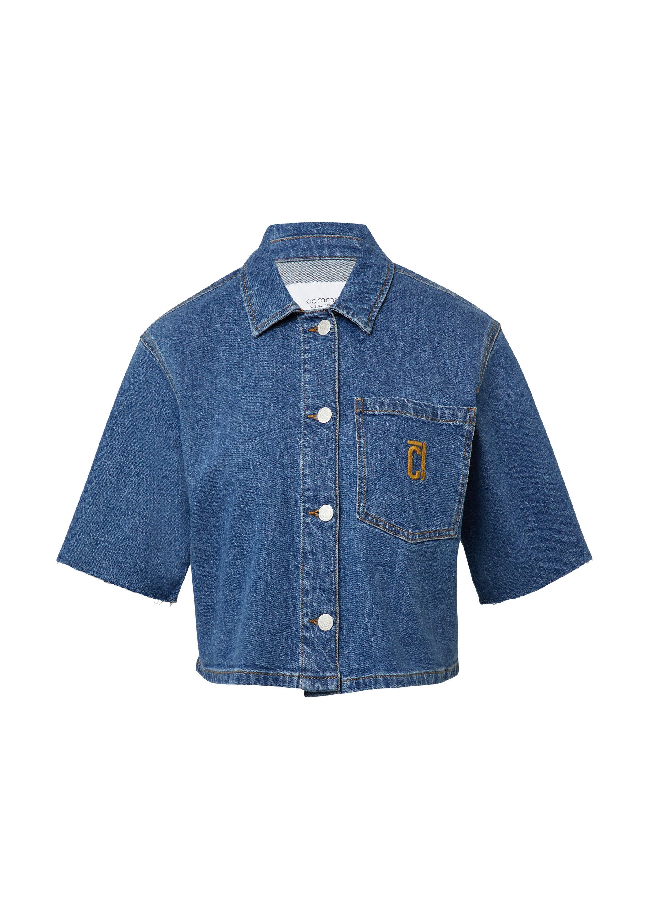 comma Kurzarmbluse Bluse Kurzes Denim-Hemd im Boxy Fit günstig online kaufen
