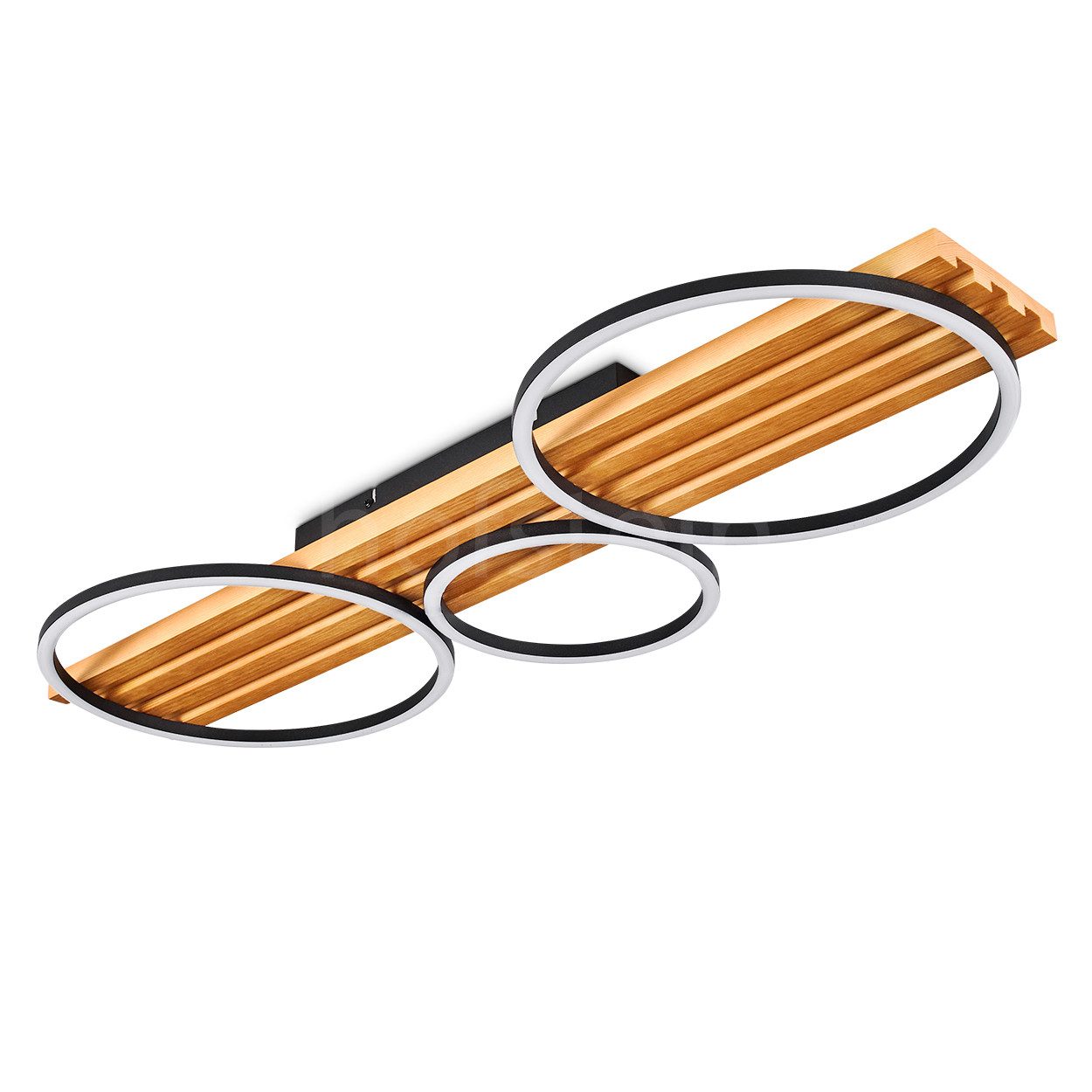 hofstein Deckenleuchte dimmbare Deckenlampe aus Holz/Metall/Kunststoff in Natur/Schwarz/Weiß, LED wechselbar, 3000 Kelvin, im skandinavischen Design, dimmbar über Lichtschalter, LED 40 Watt