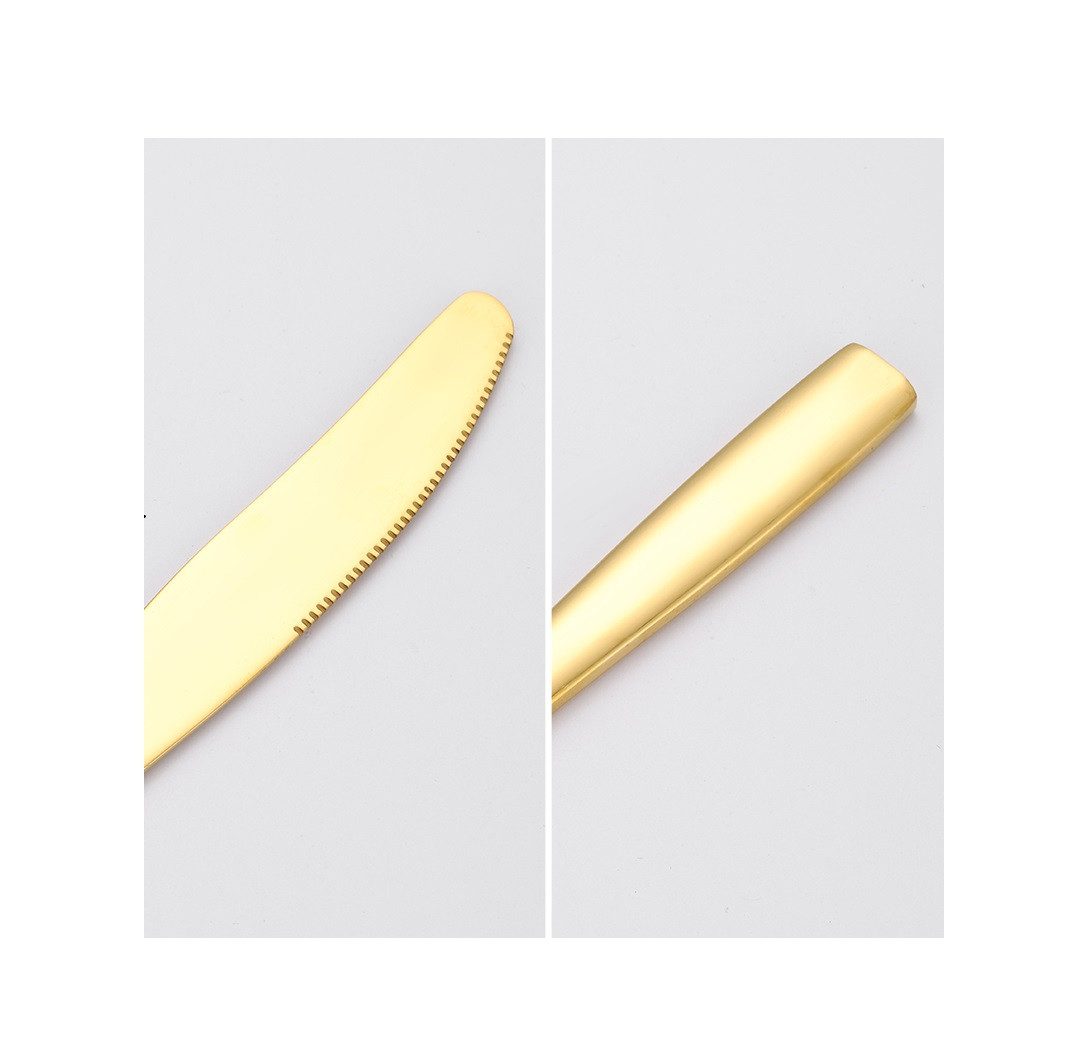 Cheffinger Besteck-Set 12er Set Speisemesser Messer L 23cm CF1005 Gold
