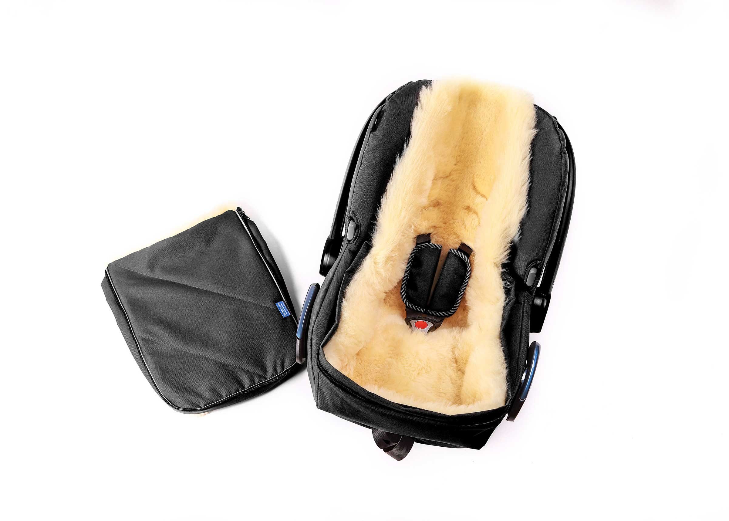 Hofbrucker seit 1948 Fußsack Lammfell Fußsack Maxi für Babyschale, Baby Winter Fußsack mit echtem Lammfell wind- und wasserabweisend