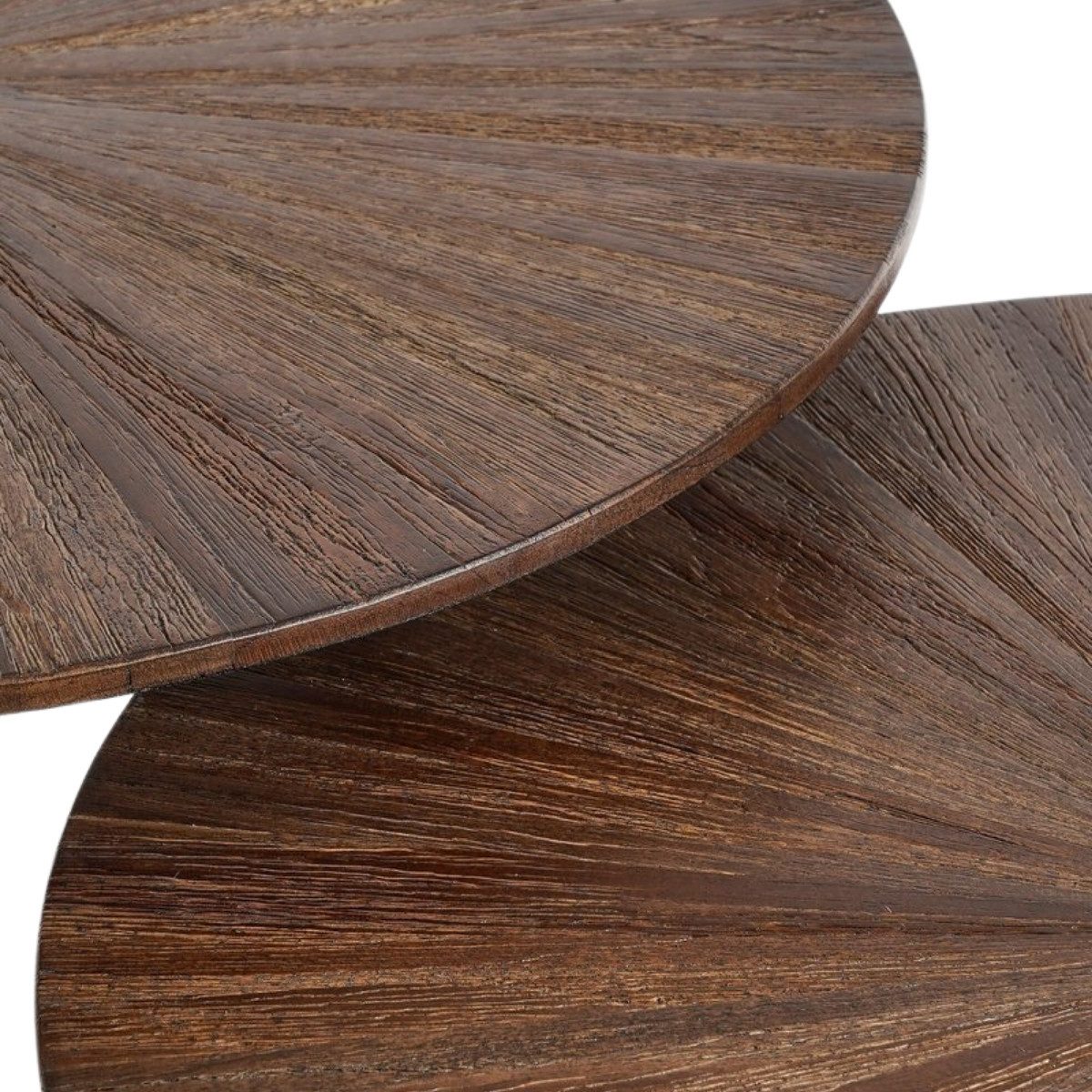Mica Decorations Couchtisch 2er Set runde Beistelltische recyceltes Holz 54 cm (Set, 2-St., 2er Set), Kleiner und großer Tisch für´s Sofa