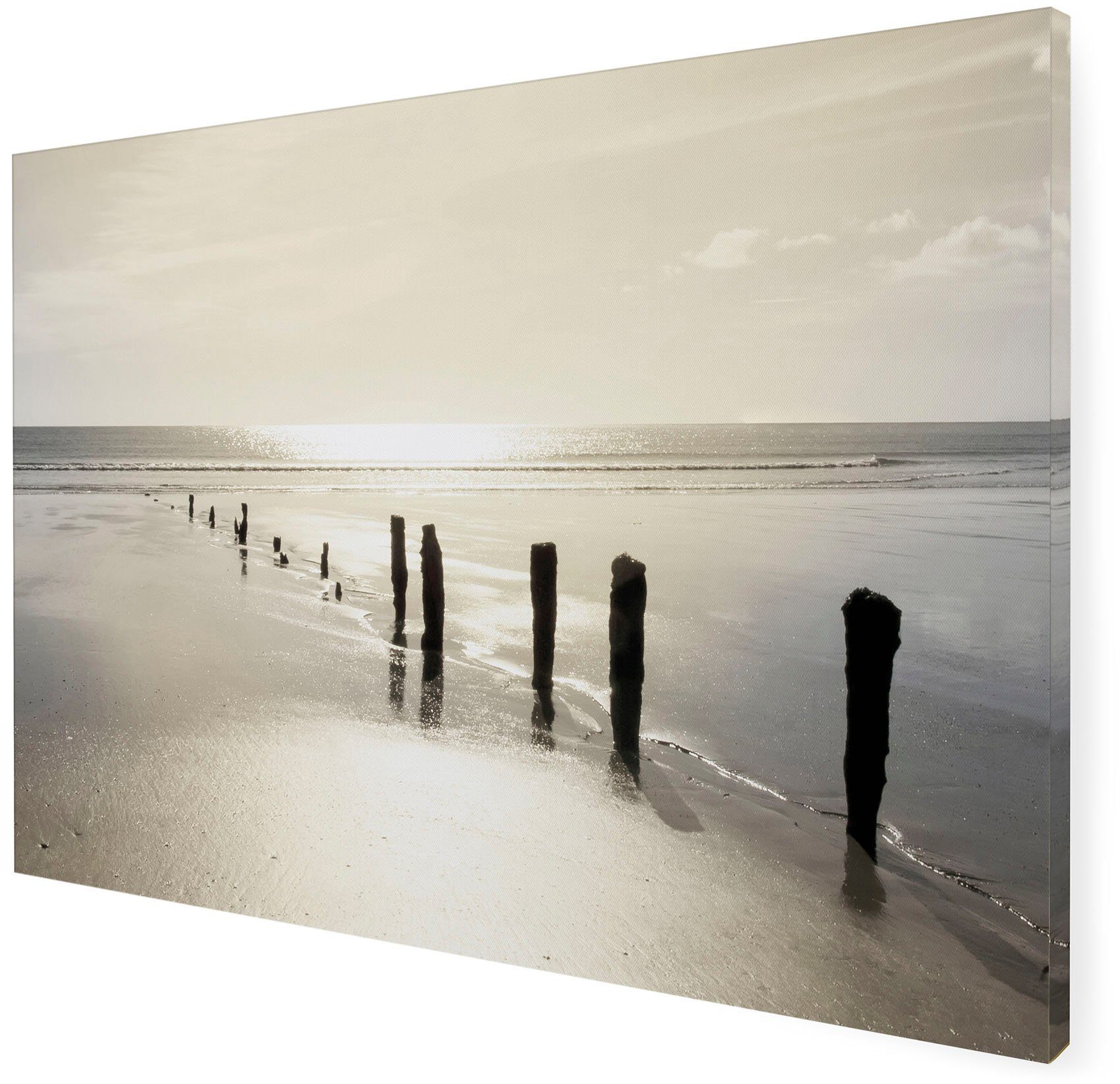 Art for the home Leinwandbild Outdoor Sonne Meer 50x70cm, Romantisch, Strand (1 St), Leinwand für draußen - Sonnenuntergang - 50x70cm
