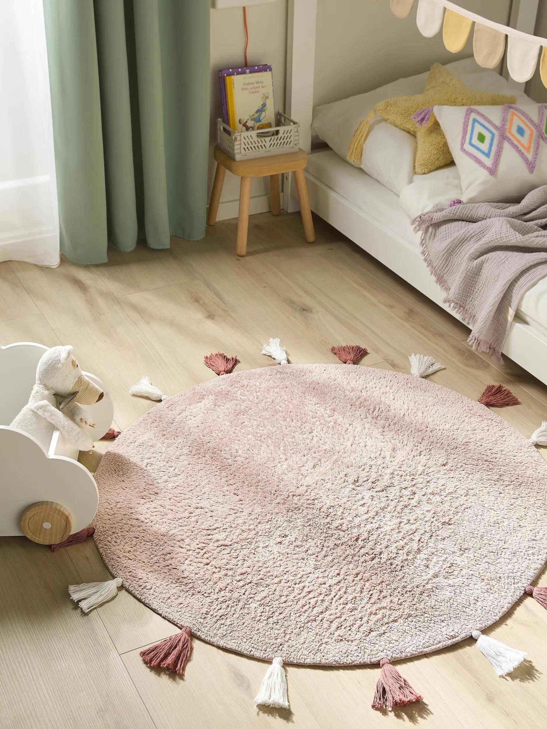 benuta Kinderteppich Malu, rund, Höhe: 6 mm, Kunstfaser, Berber, Ethno-Style, Wohnzimmer