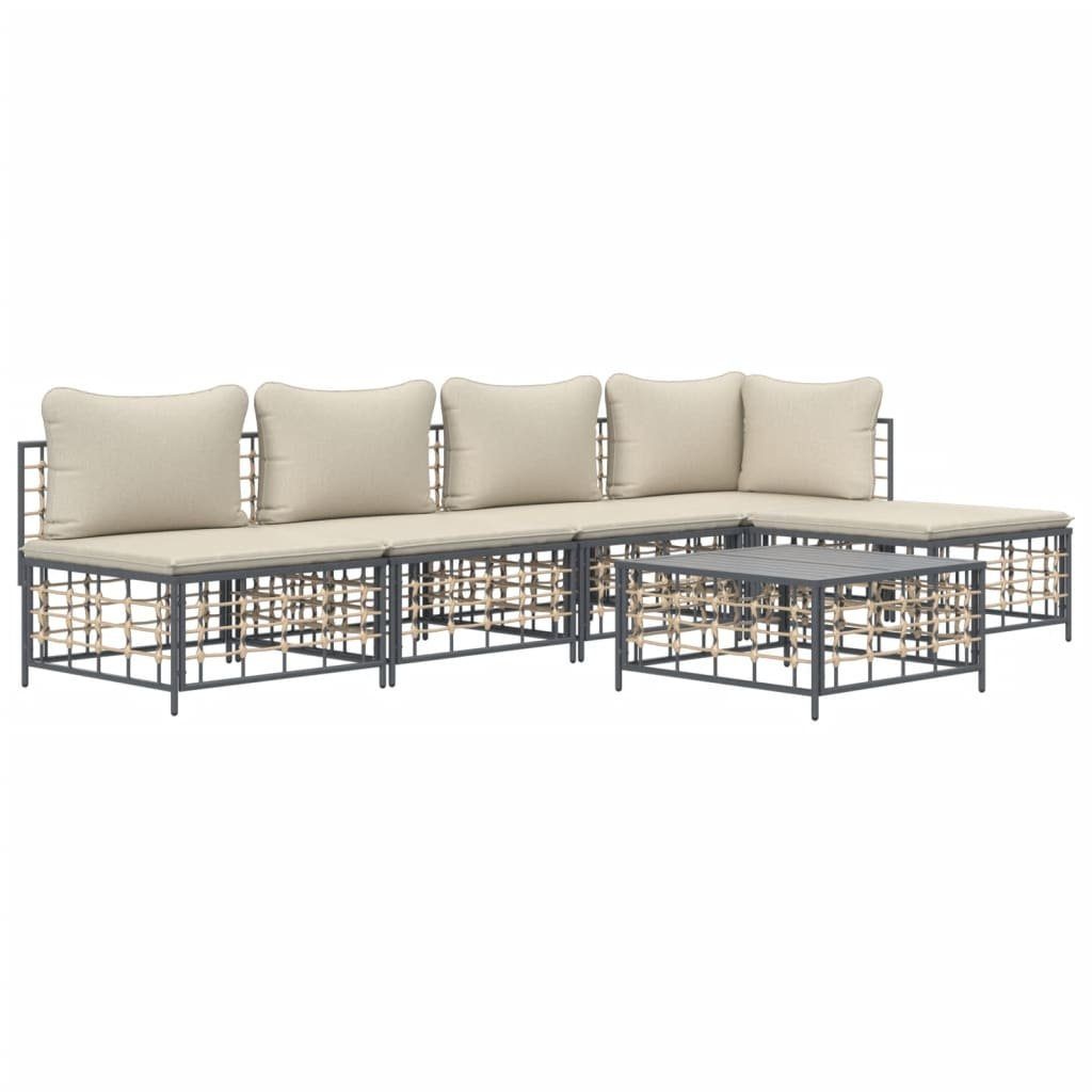 Vidaxl 6-tlg. Garten-lounge-set Mit Kissen Anthrazit Poly Rattan günstig online kaufen