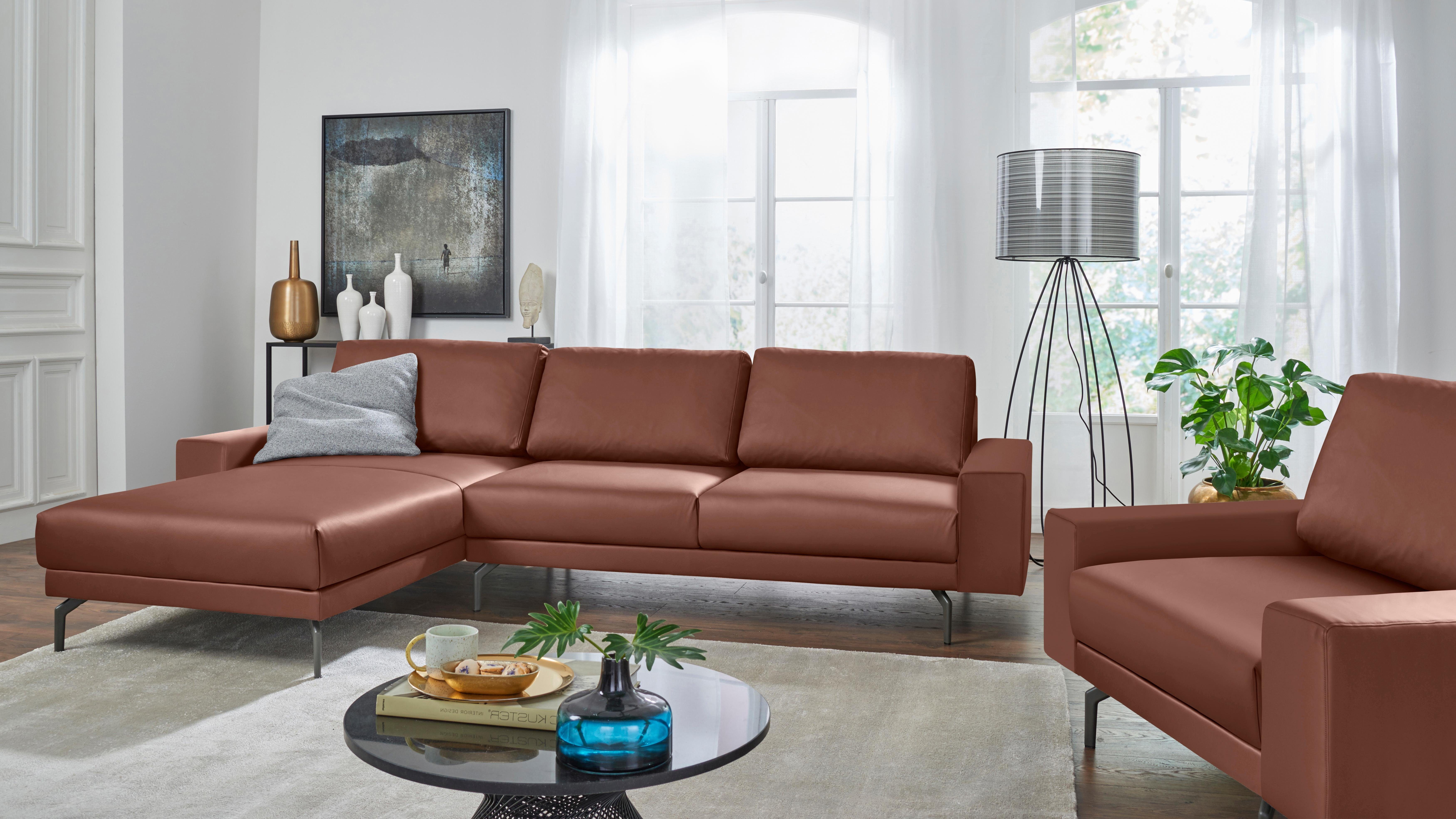Creation BY ROLF BENZ Ecksofa CR.450, Designecksofa, L-Form, Armlehne breit und niedrig, Alugussfüße in umbragrau, Breite 274 cm