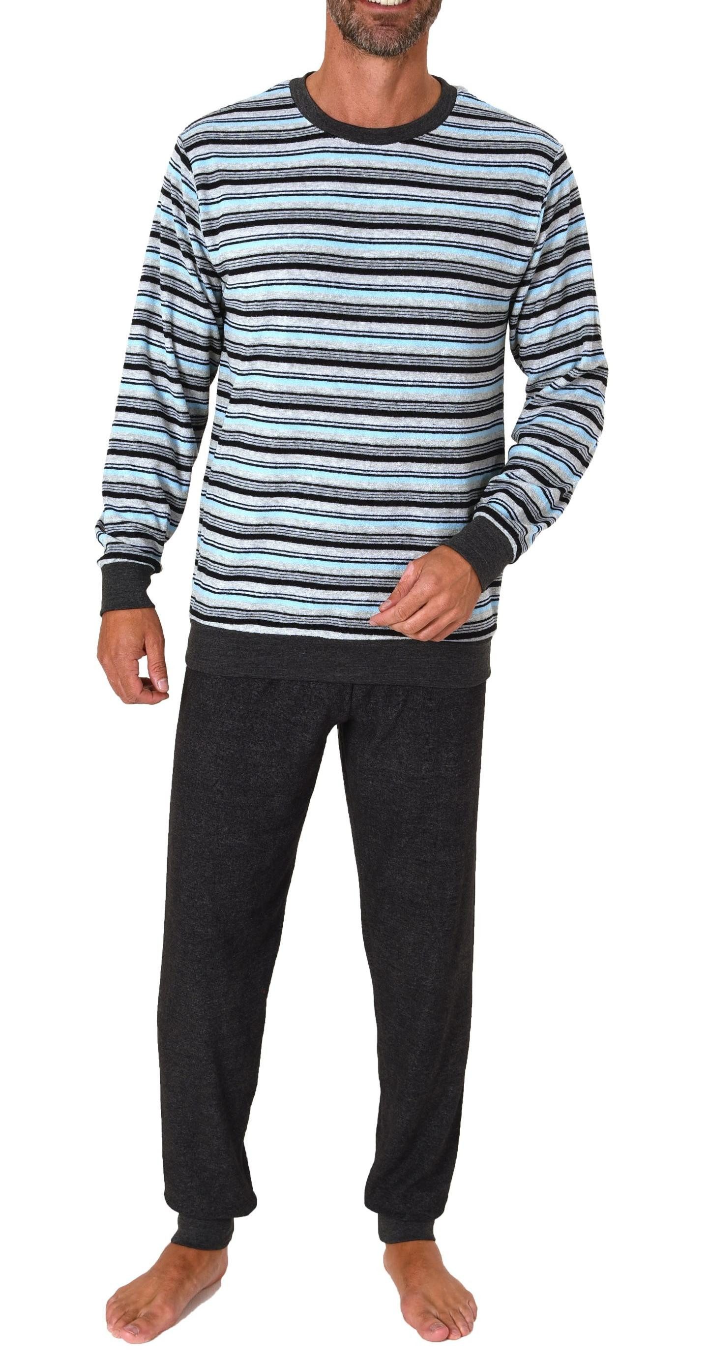 Normann Pyjama Herren langarm Frottee Schlafanzug mit Bündchen - auch in Üb günstig online kaufen