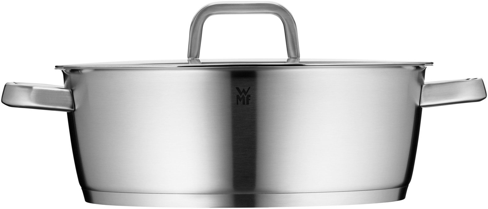WMF Bräter Iconic Bräter mit Deckel, 28 cm, Cromargan Edelstahl rostfrei 18/10 (1-tlg), tropffreies Ausgießen, TransTherm-Allherdboden