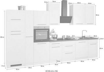 wiho Küchen Küchenzeile Unna, mit E-Geräten, Breite 370 cm