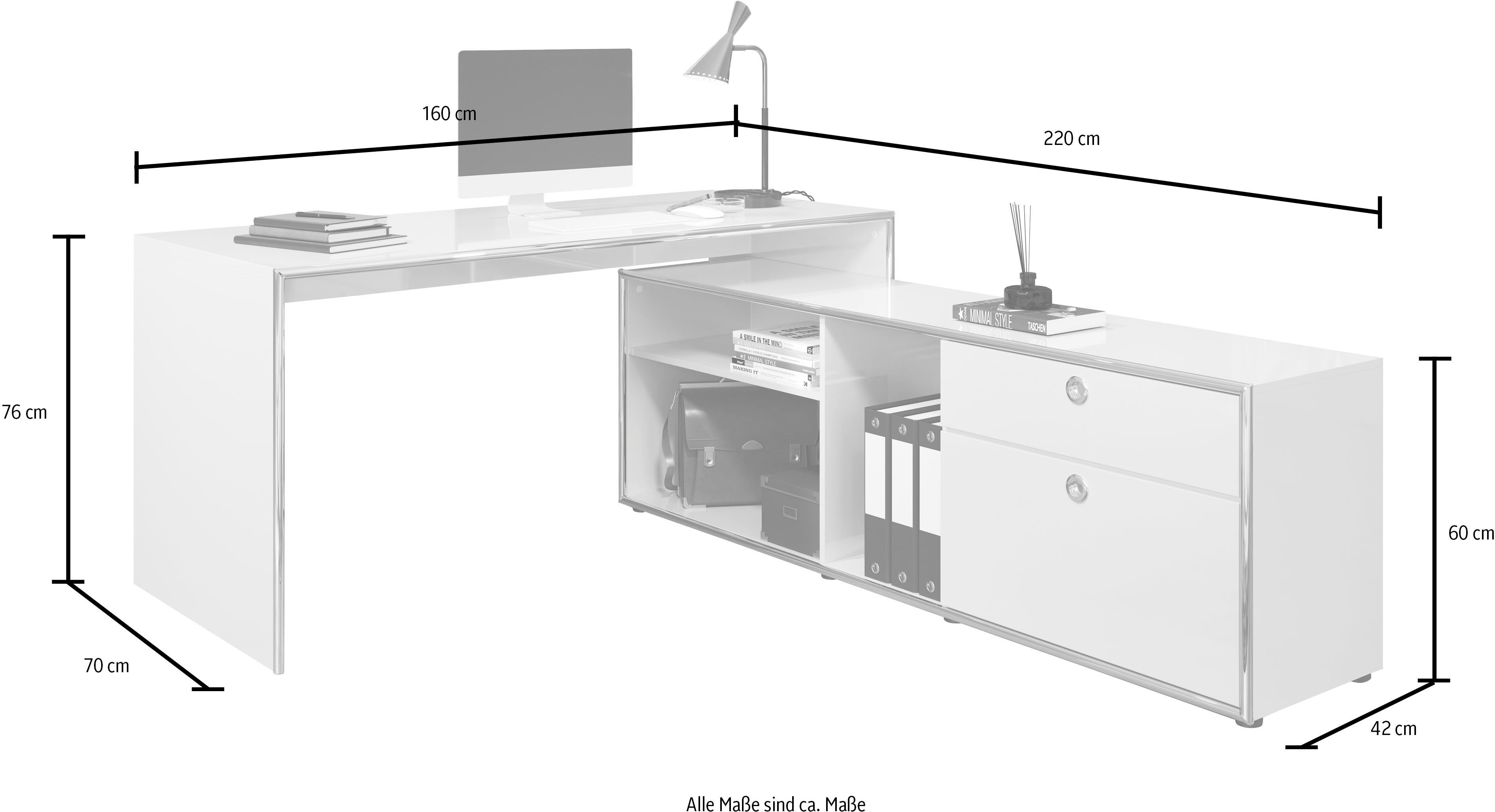 trendteam (Set, elegante 2-St., Hochglanzoptik Schrank-Set, Infinity),