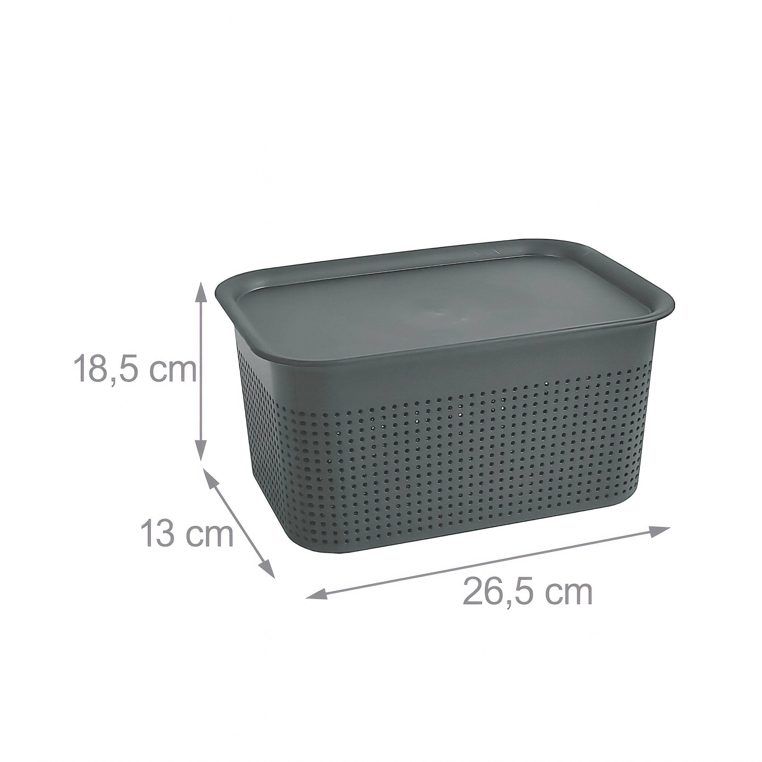 relaxdays Aufbewahrungsbox mit Deckel 6er Set (6 St), Dunkelgrau – Bild 4 von 5