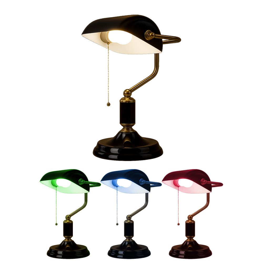 GLOBO LIGHTING Schreibtischlampe, Leuchtmittel nicht inklusive, Warmweiß, Farbwechsel, Bankerlampe Schreibtischlampe Leselampe dimmbar Fernbedienung RGB LED