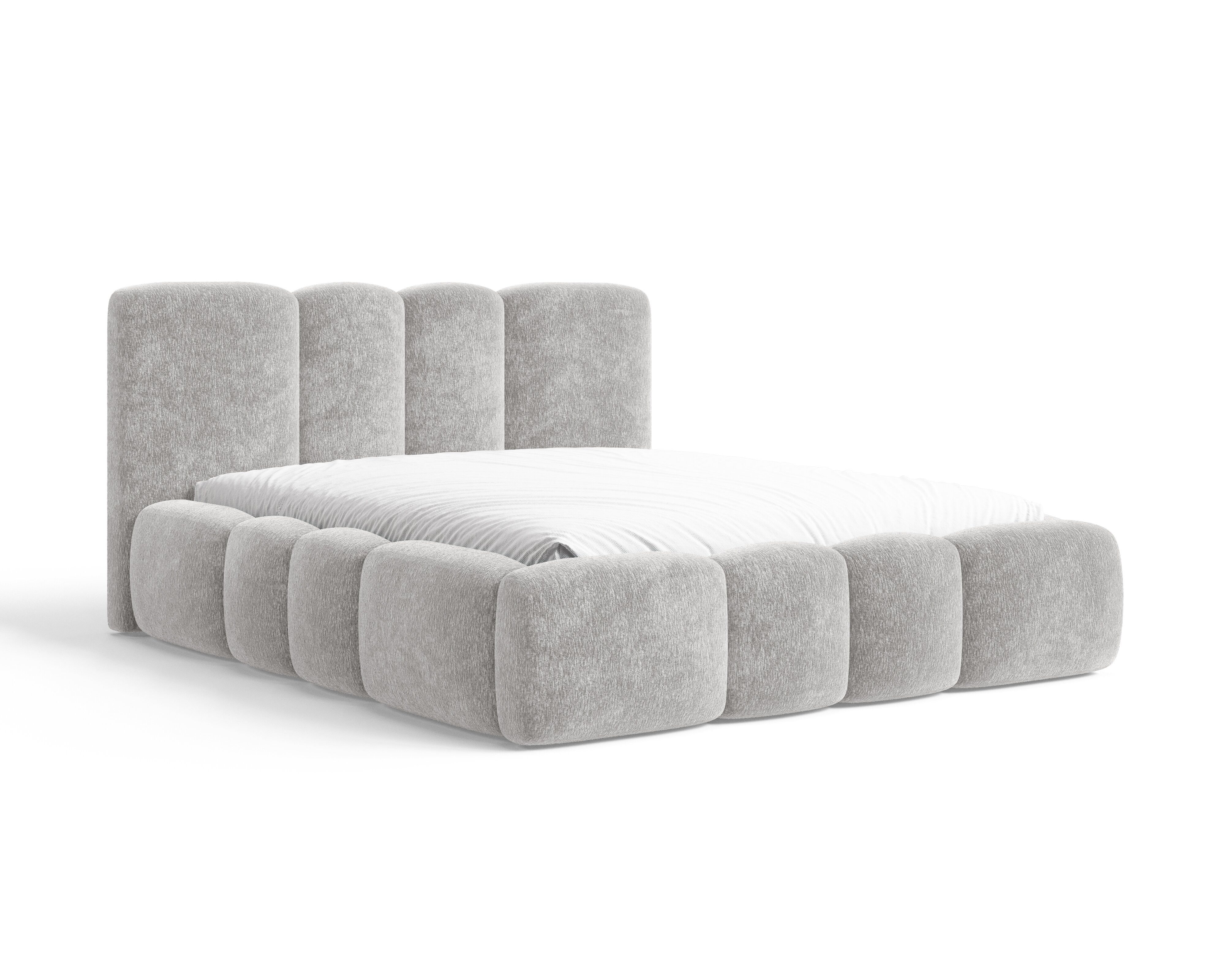 MOEBLO Polsterbett 26 Wolke (mit Stauraum und Metallrahmen und Lattenrost Wolkenbett aus Chenille Strukturstoff - 160 x 200), - (BxHxT): 168/188/208 x 100 x 230 – Bild 5 von 5