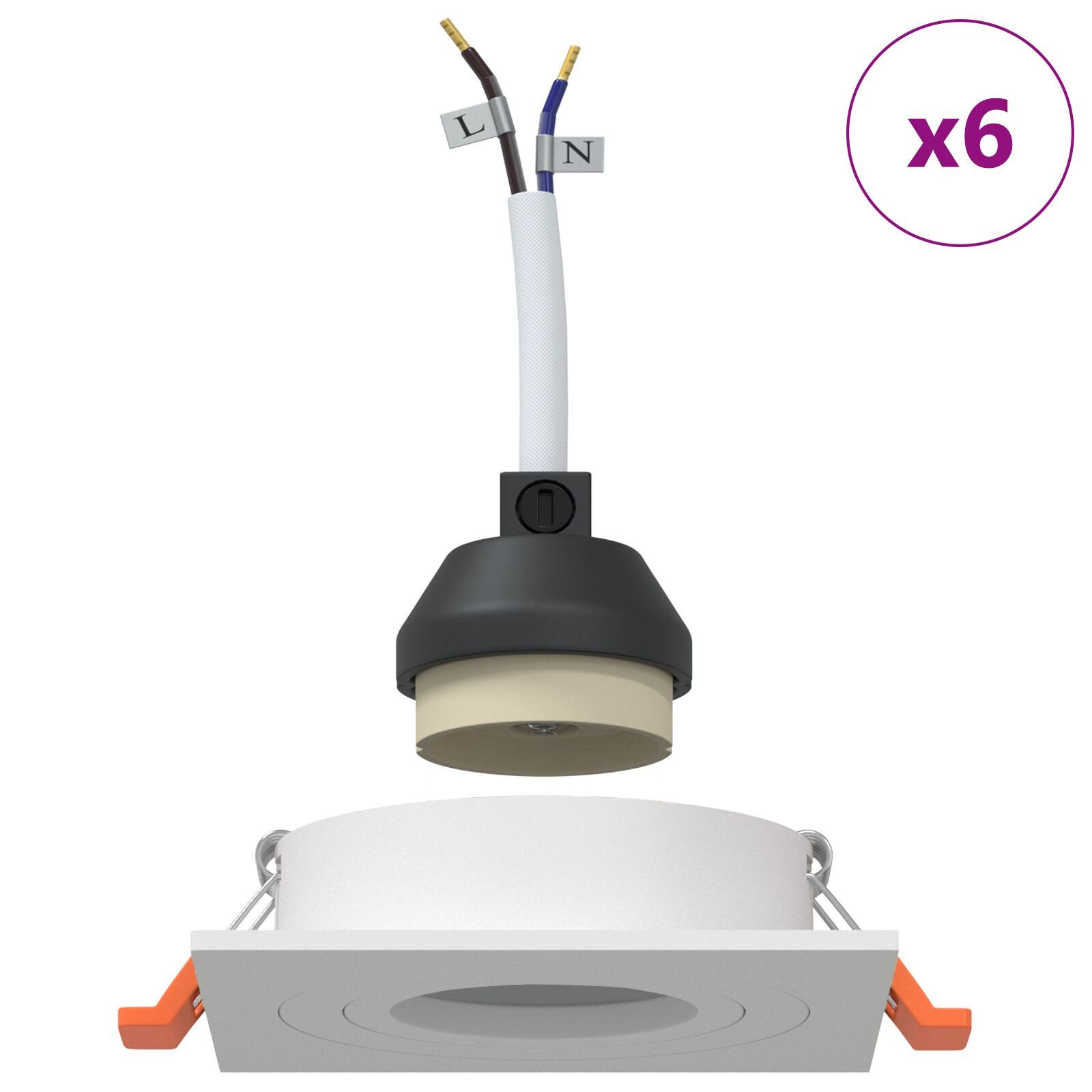 vidaXL Deckenleuchten 9 x 9 x 2 cm Einbau-Spotlights 6 Stück Quadratisch GU10 Weiß 91x91 mm