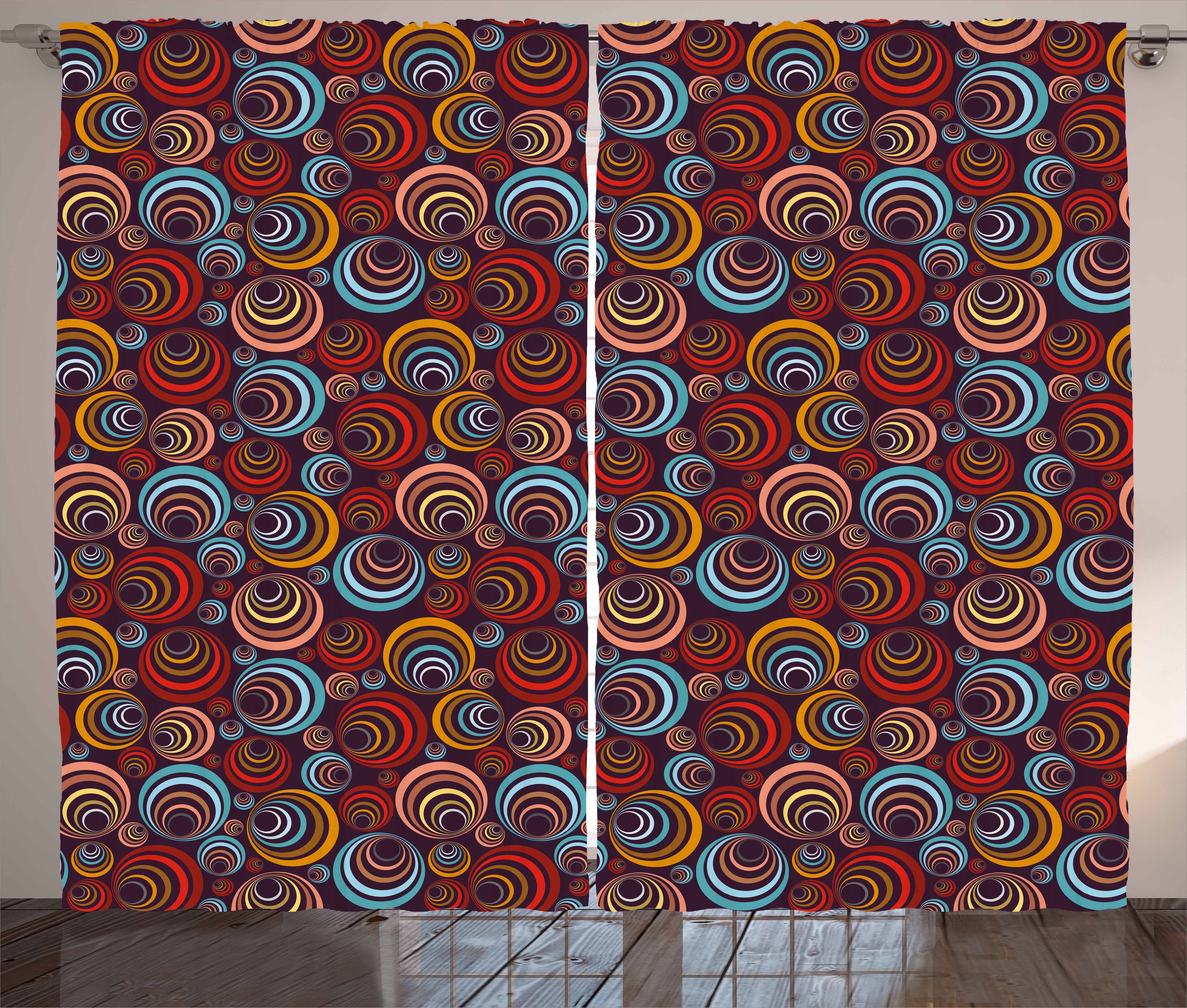 Abakuhaus, Vorhang Schlafzimmer mit Spiralformen Kräuselband Gardine Kreisförmige und Abstrakt Haken, Schlaufen